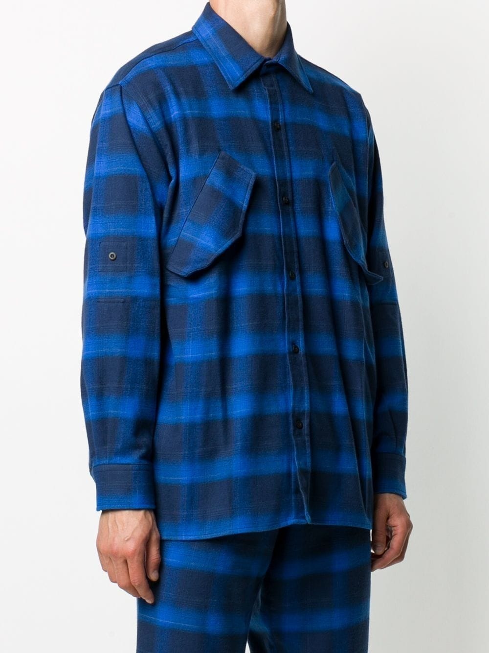 logo-print check-pattern shirt - 3