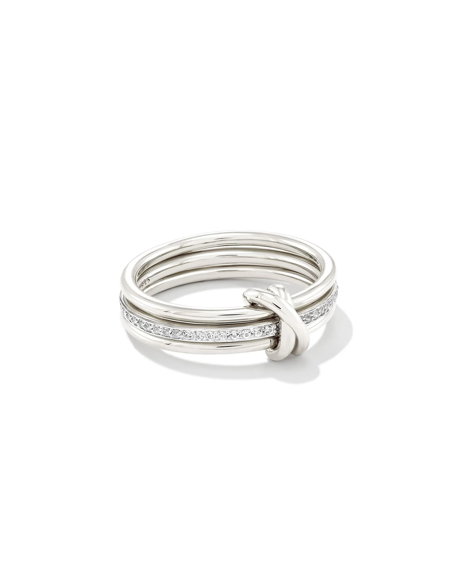 Tia Sterling Silver Band Ring in White Sapphire - 1