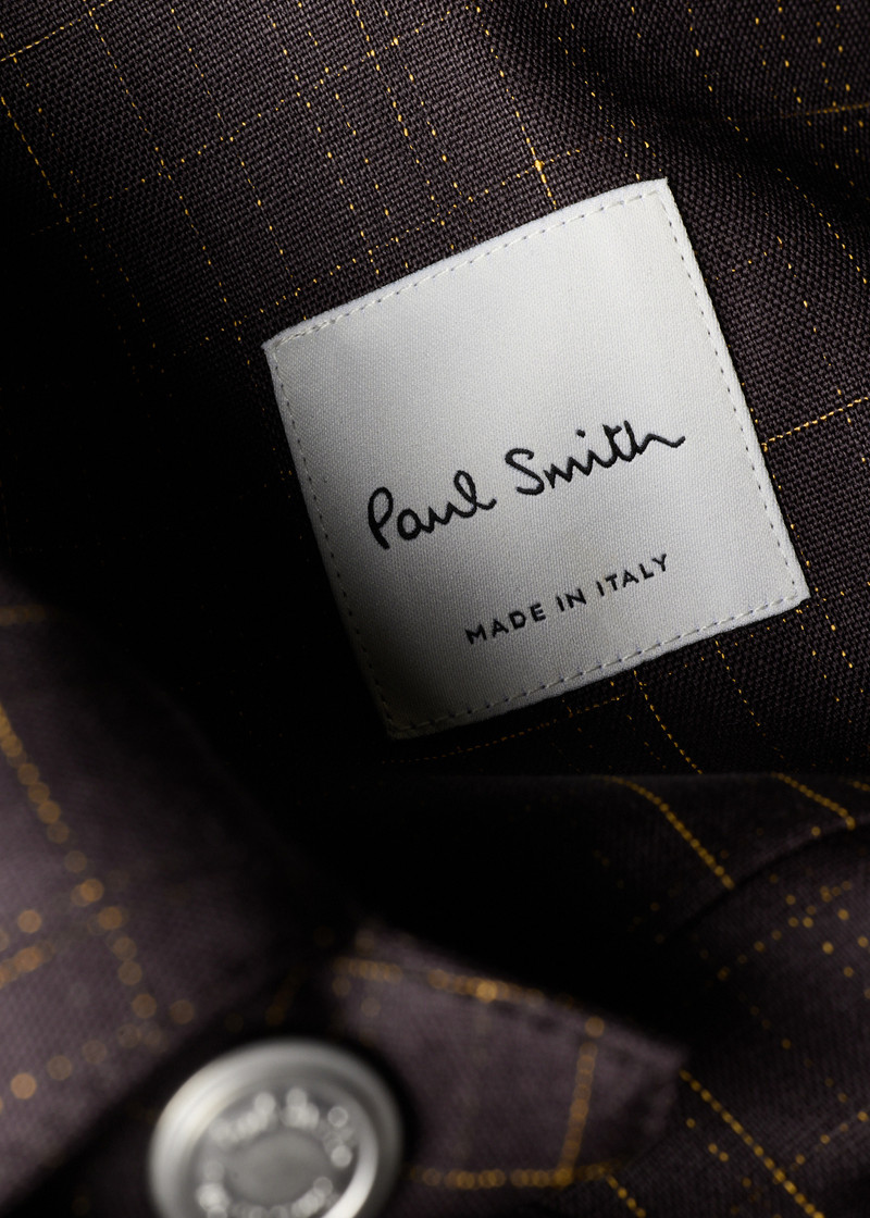 Aubergine Wool Check Pleated Trucker Jacket 5