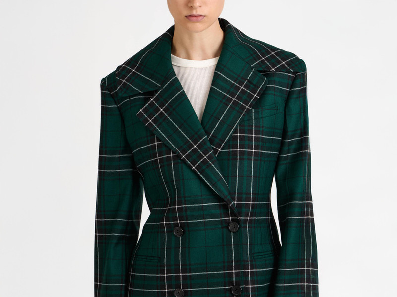 FITTED WAIST TAILORED JACKET IN FOREST GREEN 8