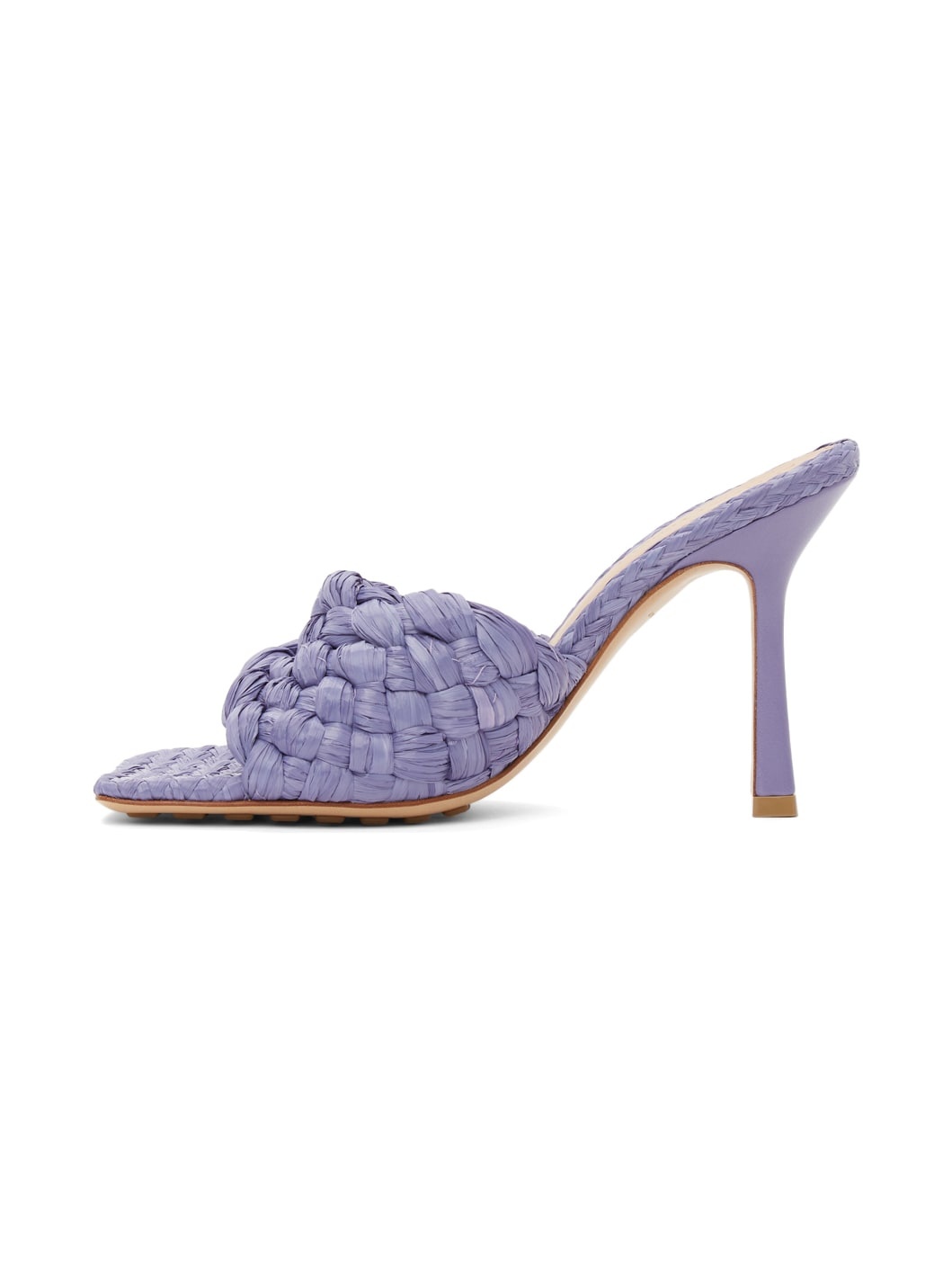 Purple Raffia Stretch Heeled Mules - 3