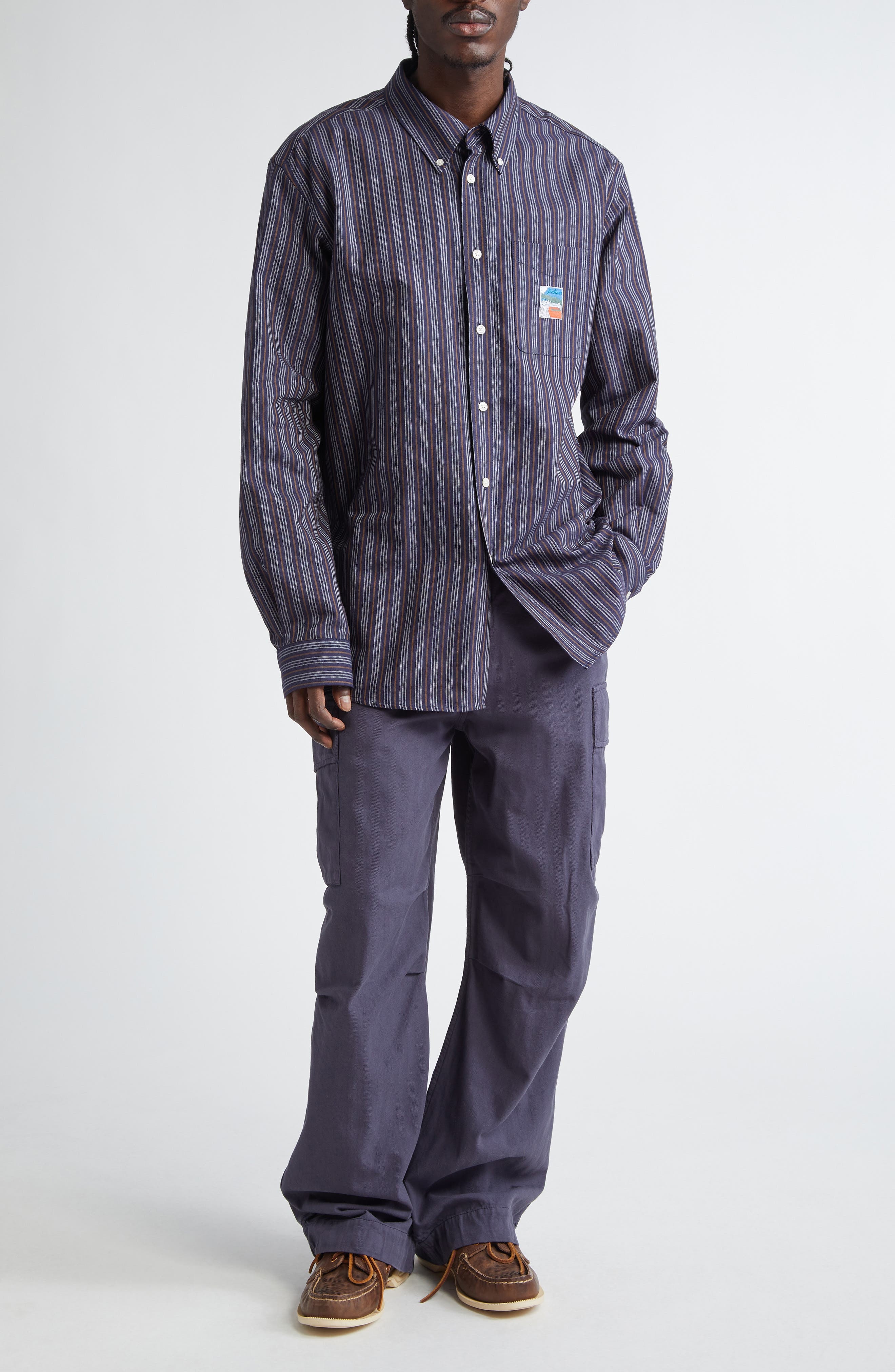 PALMES Cotton Herringbone Cargo Pants in Dark Blue at Nordstrom - 2