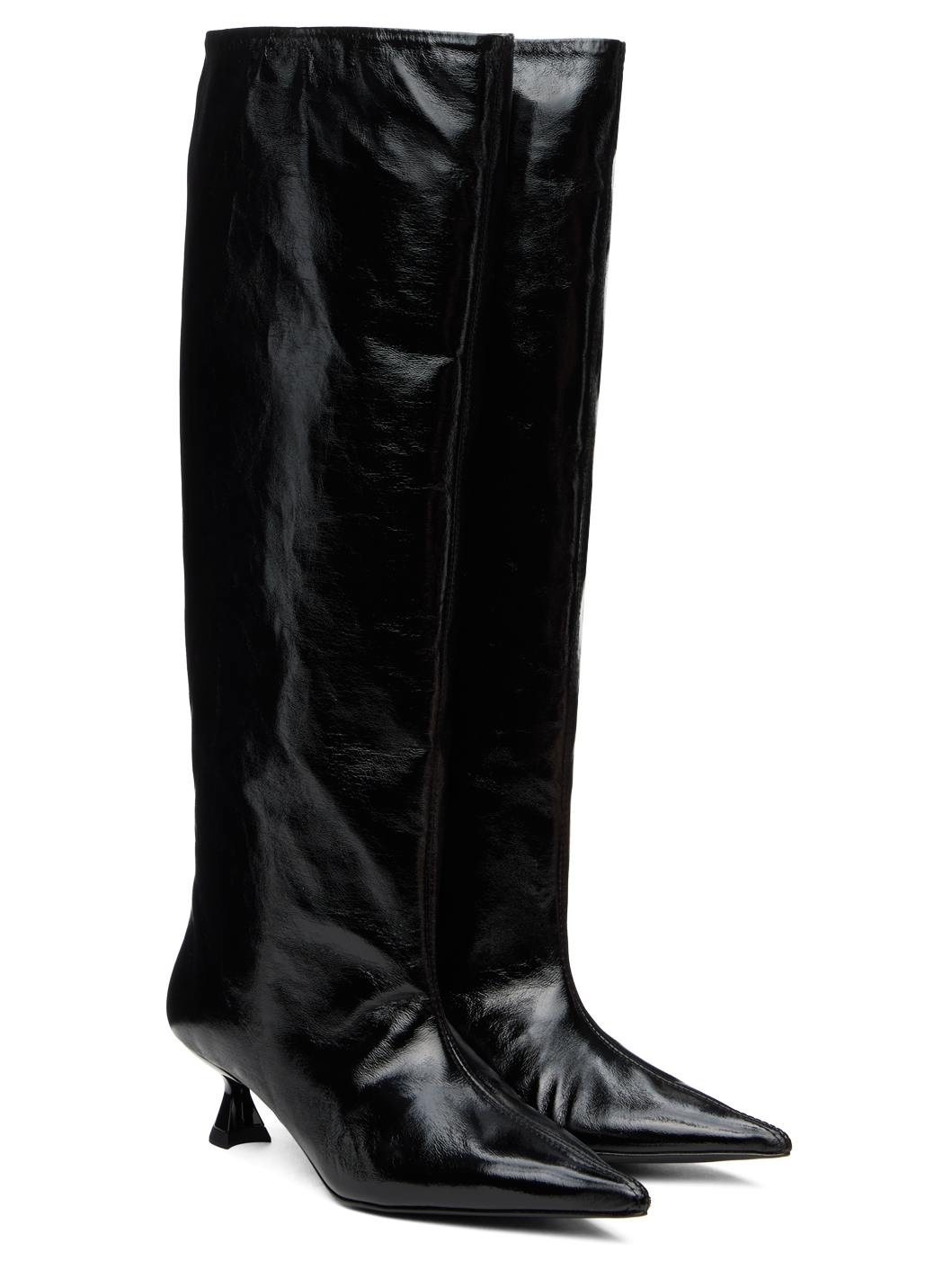 Black Soft Slouchy High Shaft Boots - 4