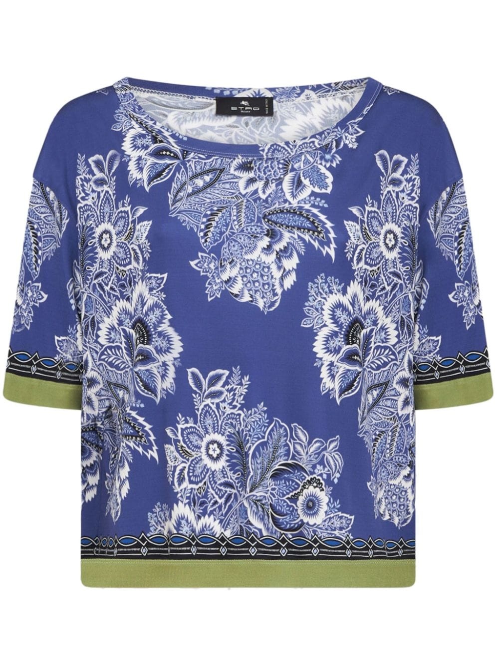 floral-print contrasting-trim blouse - 1