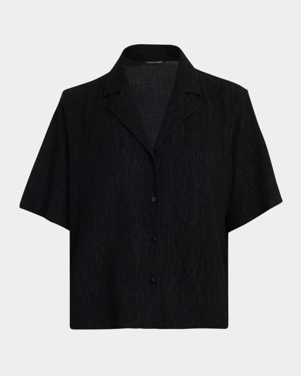 Crinkled Boxy Button-Front Shirt - 1