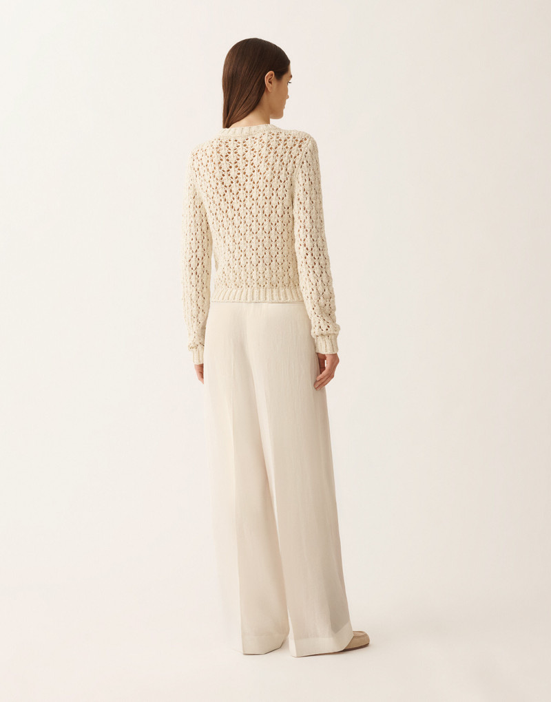 Cotton ribbon sweater with sequins 4
