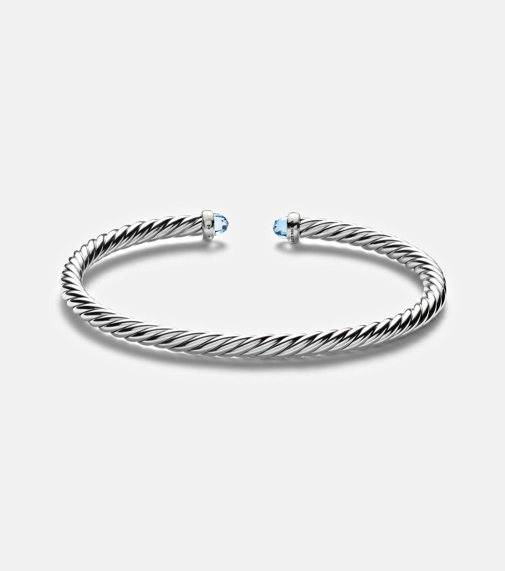 Cable Flex sterling silver and 14kt gold cuff bracelet with topazes - 4