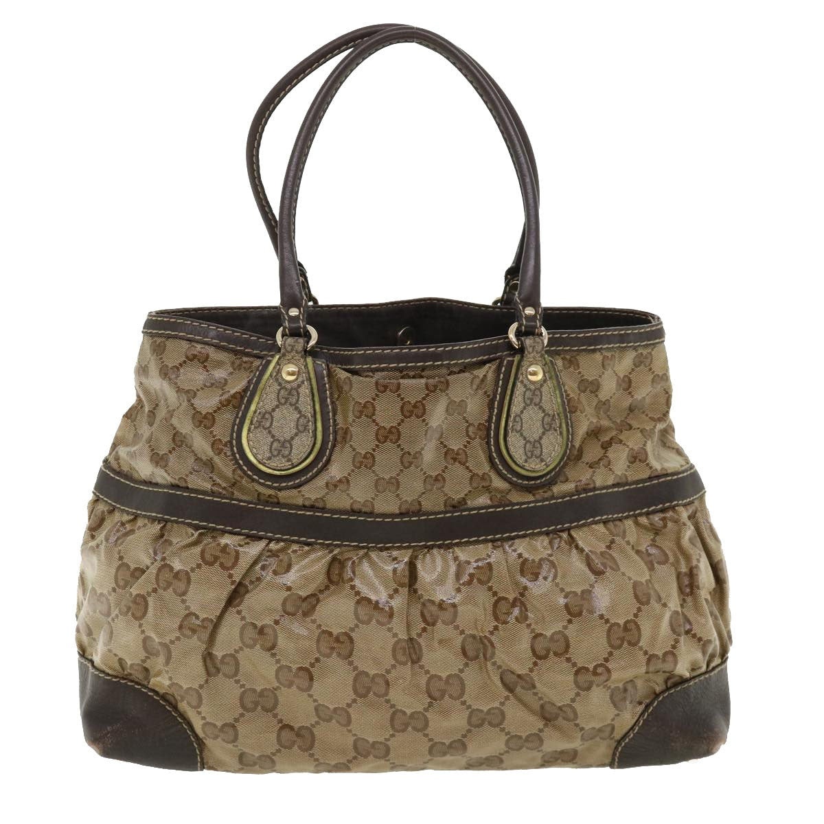 GUCCI GG Canvas Tote Bag Coated Canvas Beige Dark Brown - 2