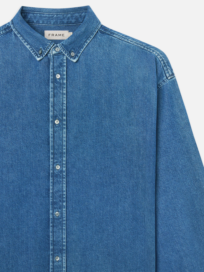 FRAME Button Down Relaxed Denim Shirt in Palma outlook