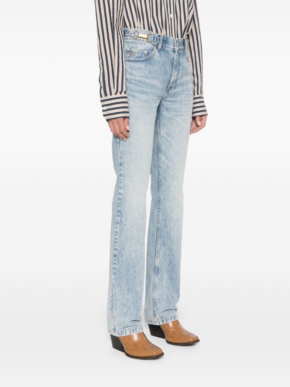 clasp-embellished tapered jeans - 3