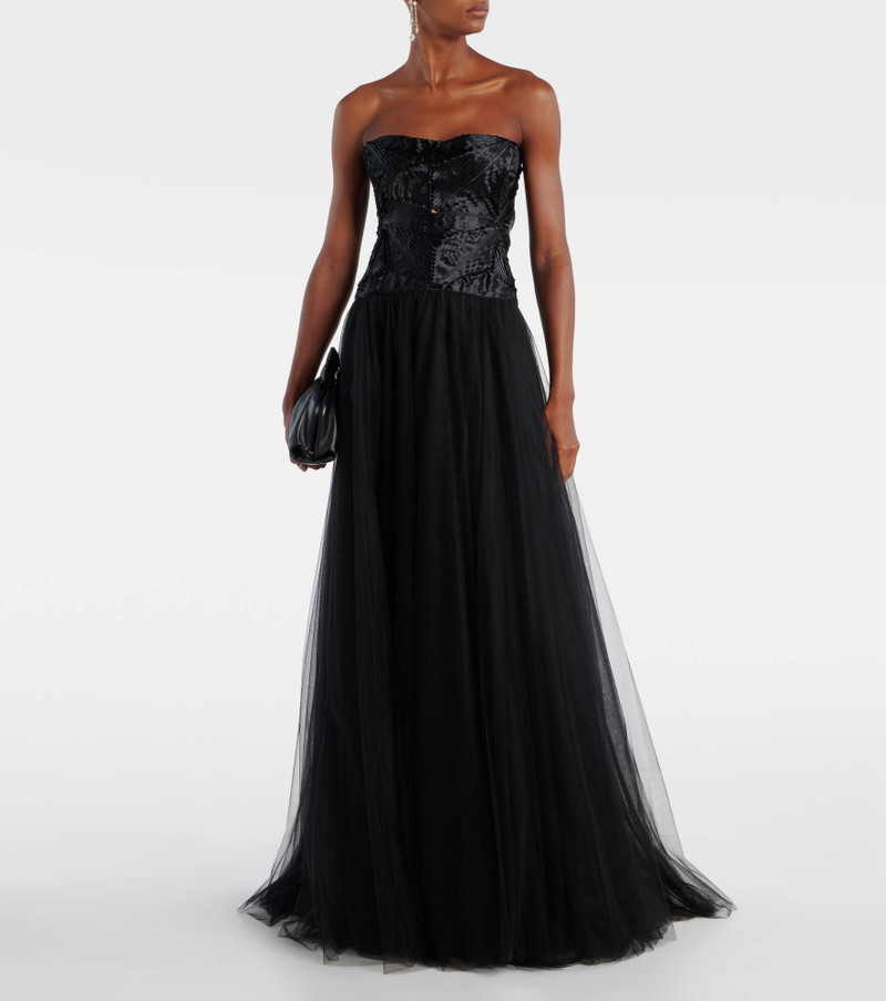 COSTARELLOS Tulle bustier gown outlook