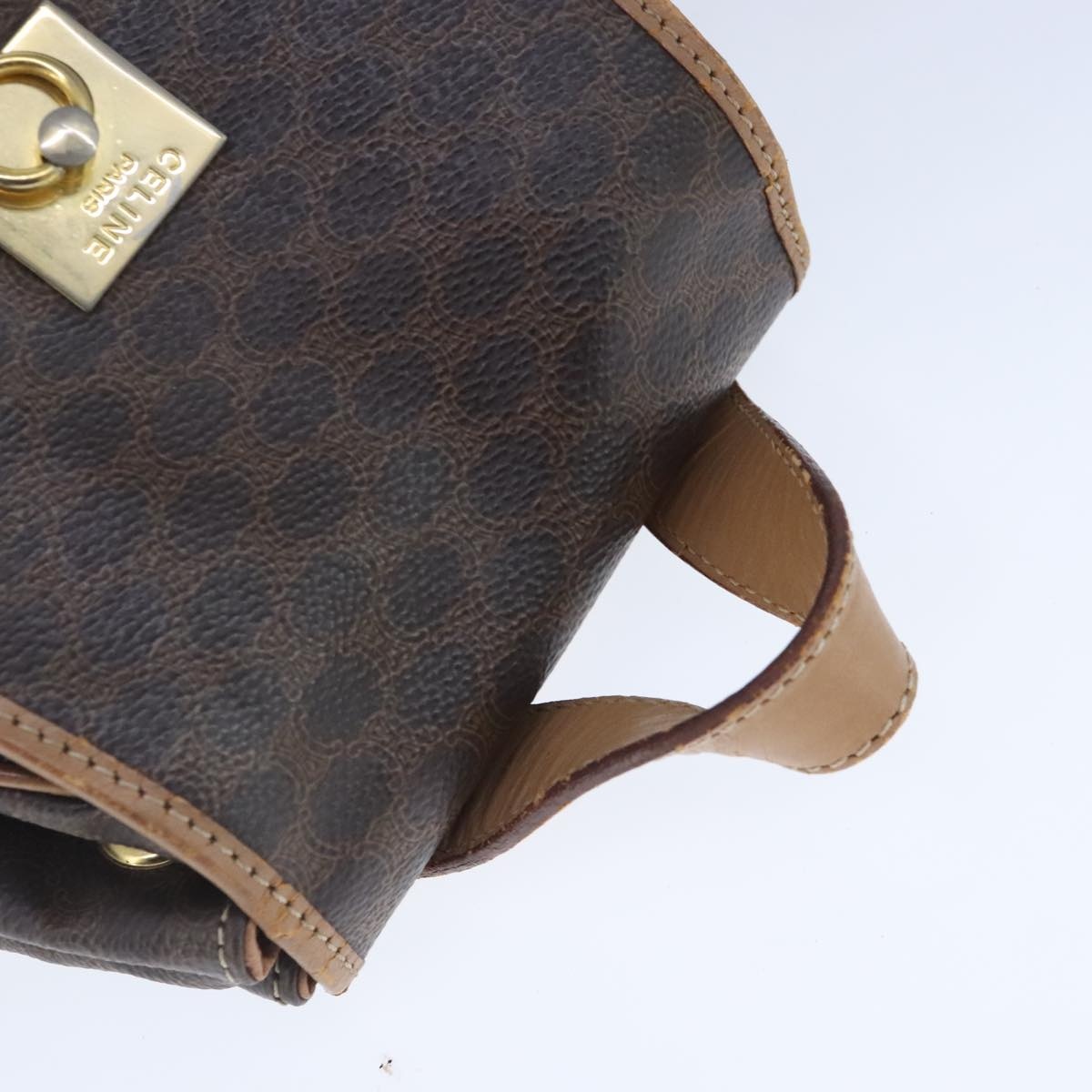 CELINE Macadam Canvas Backpack Pvc Leather Brown Gold - 6
