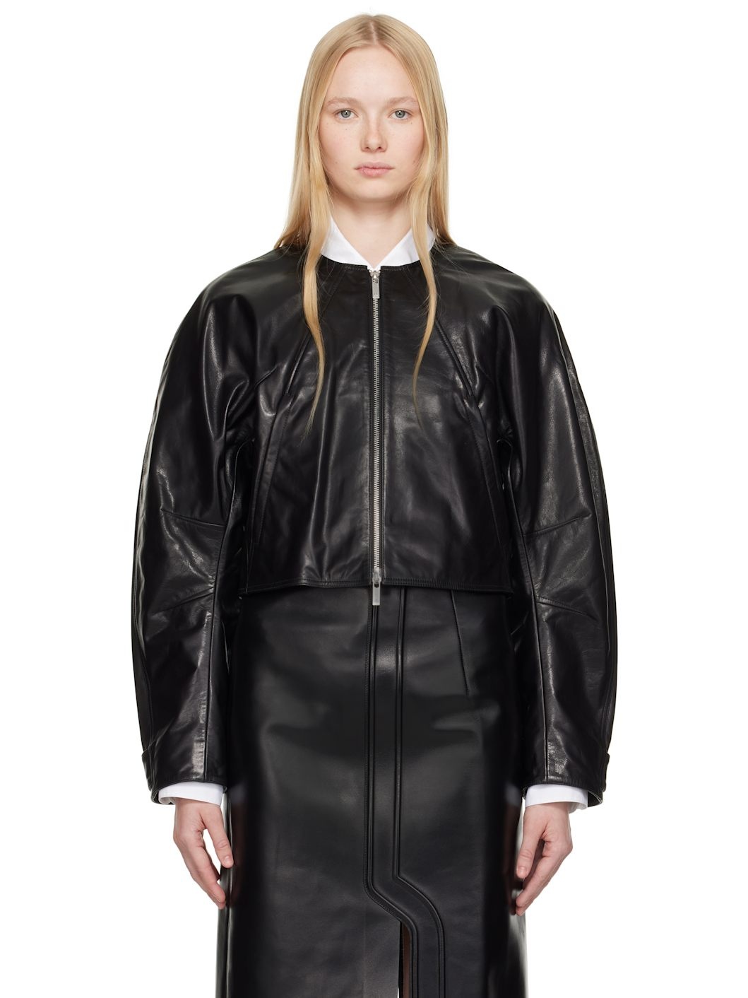 Black Articulated Leather Jacket - 1