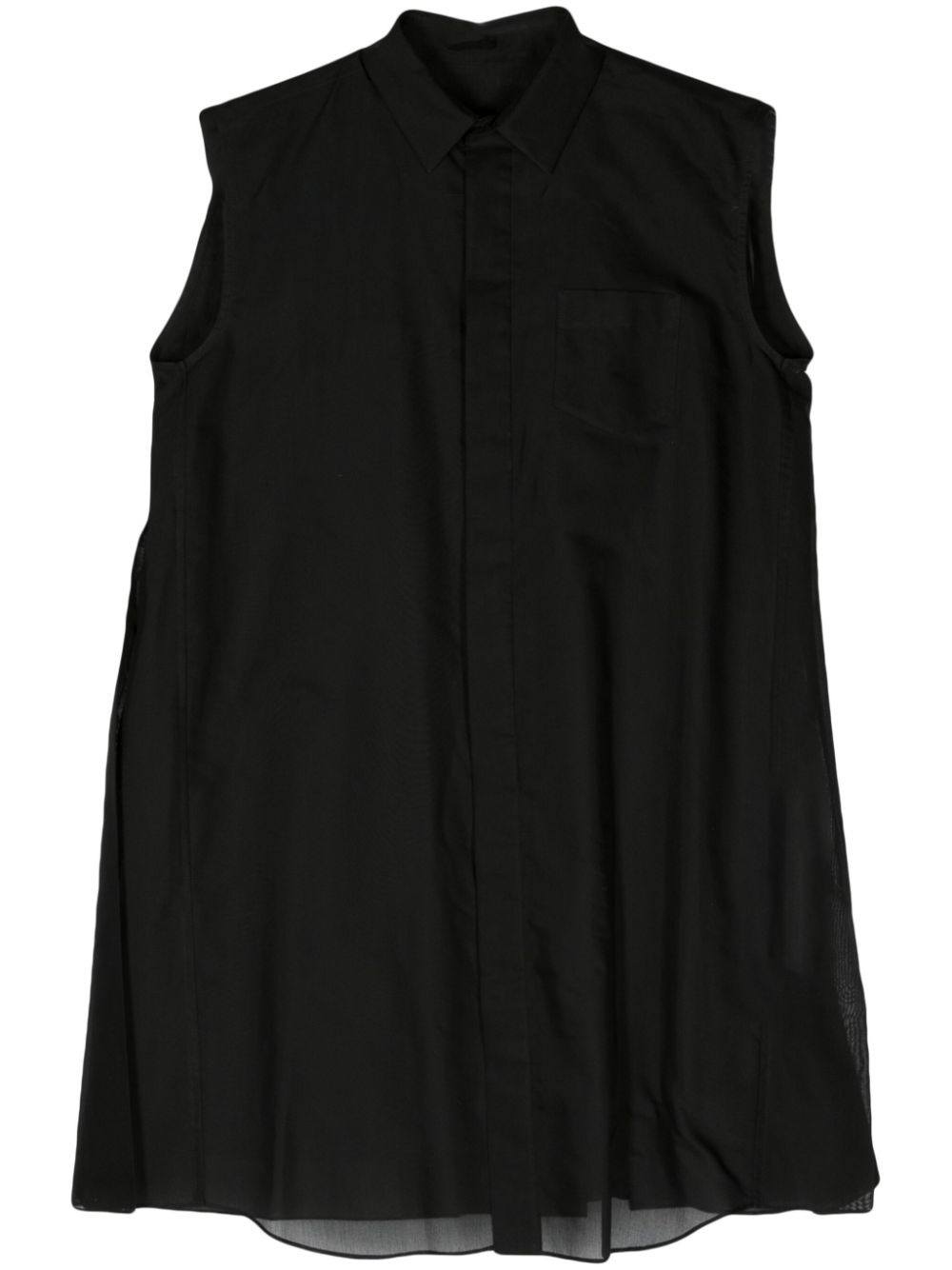 sleeveless voile shirt dress - 1