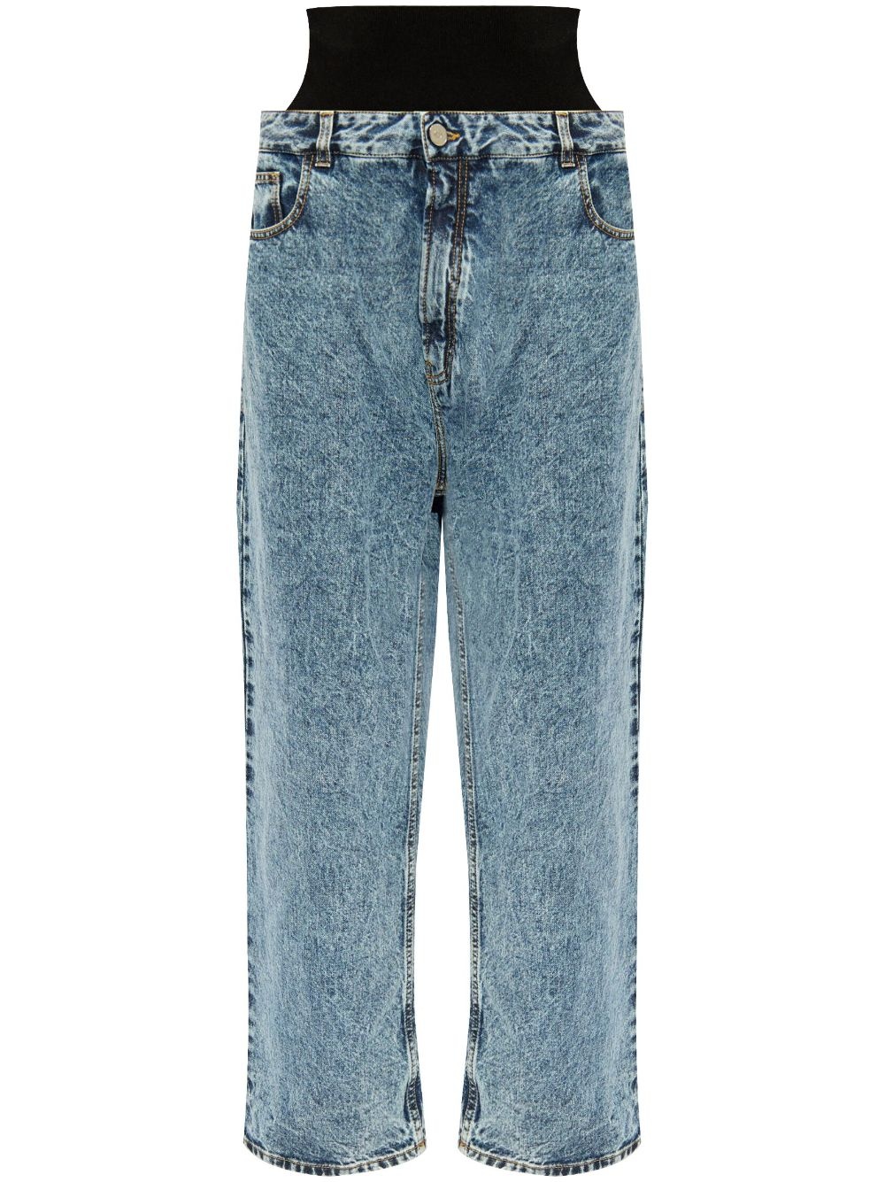 Knitted band denim jeans - 1