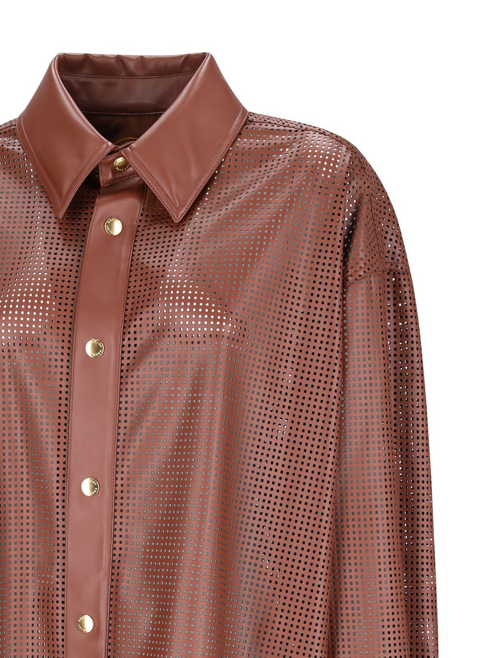 Aura perforated leather shirt - 3
