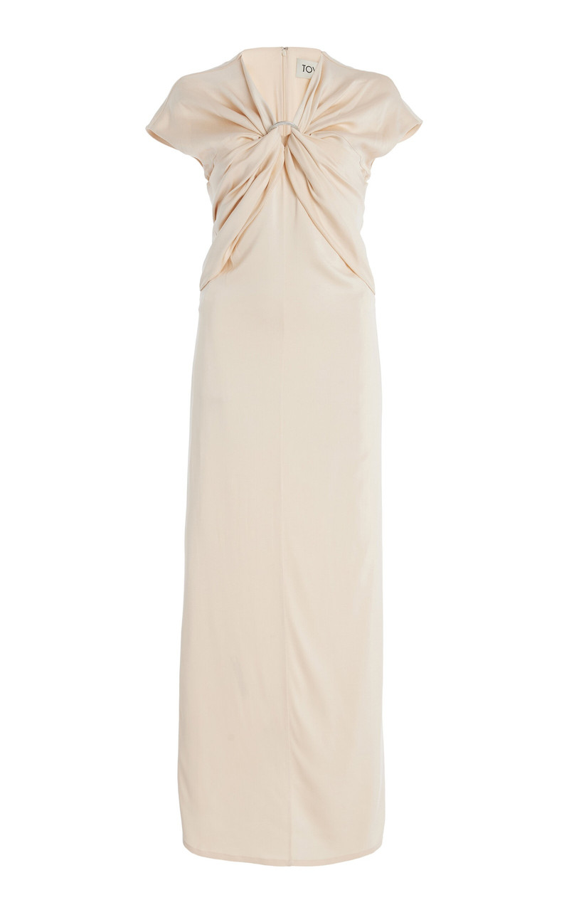Tova Gathered Crepe Maxi Dress ivory - 1