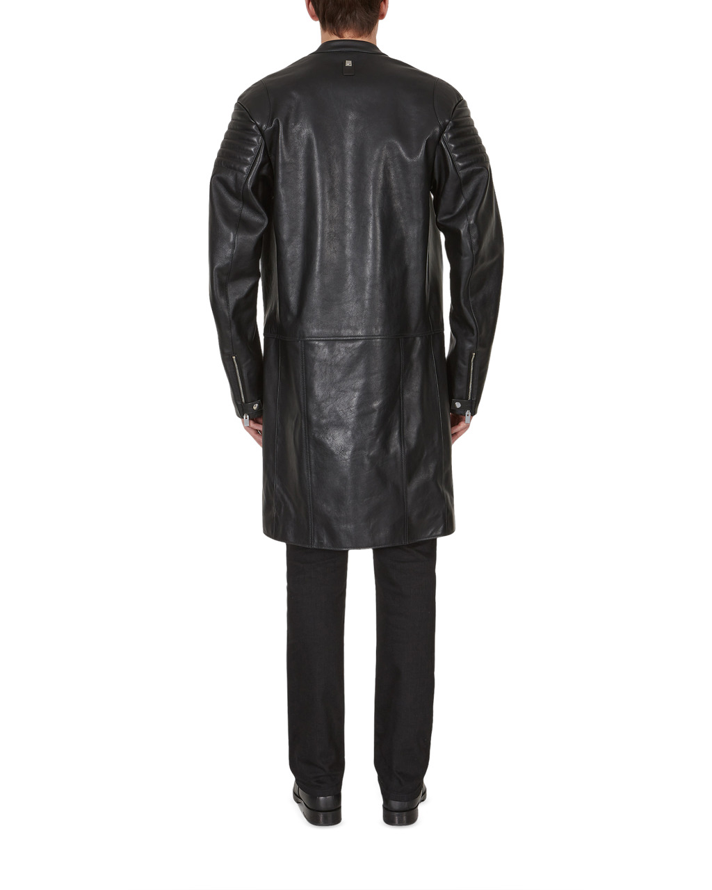 LONG LEATHER MOTO COAT - 5
