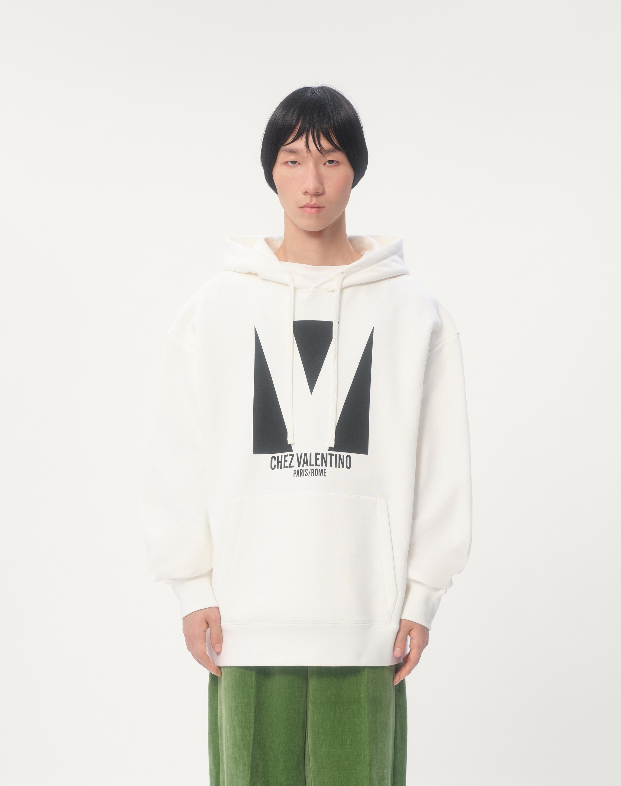 COTTON HOODED SWEATSHIRT WITH CHEZ VALENTINO PRINT - 6