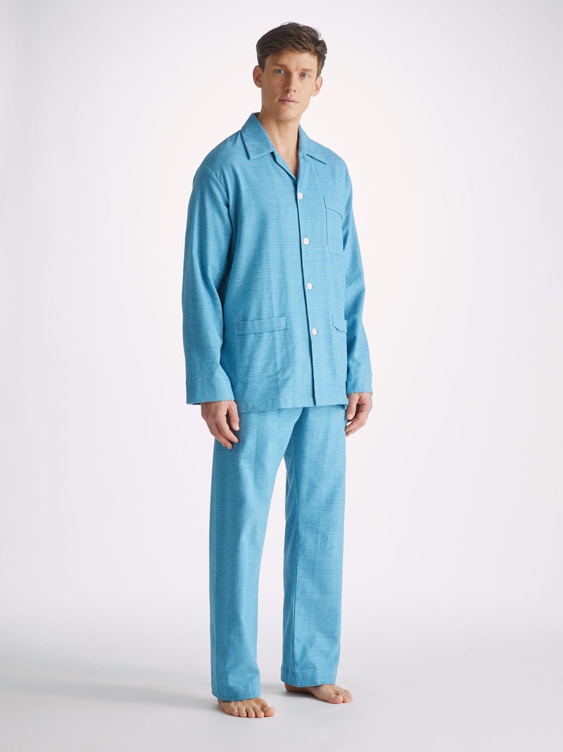Men's Classic Fit Pyjamas Kelburn 34 Brushed Cotton Blue - 3