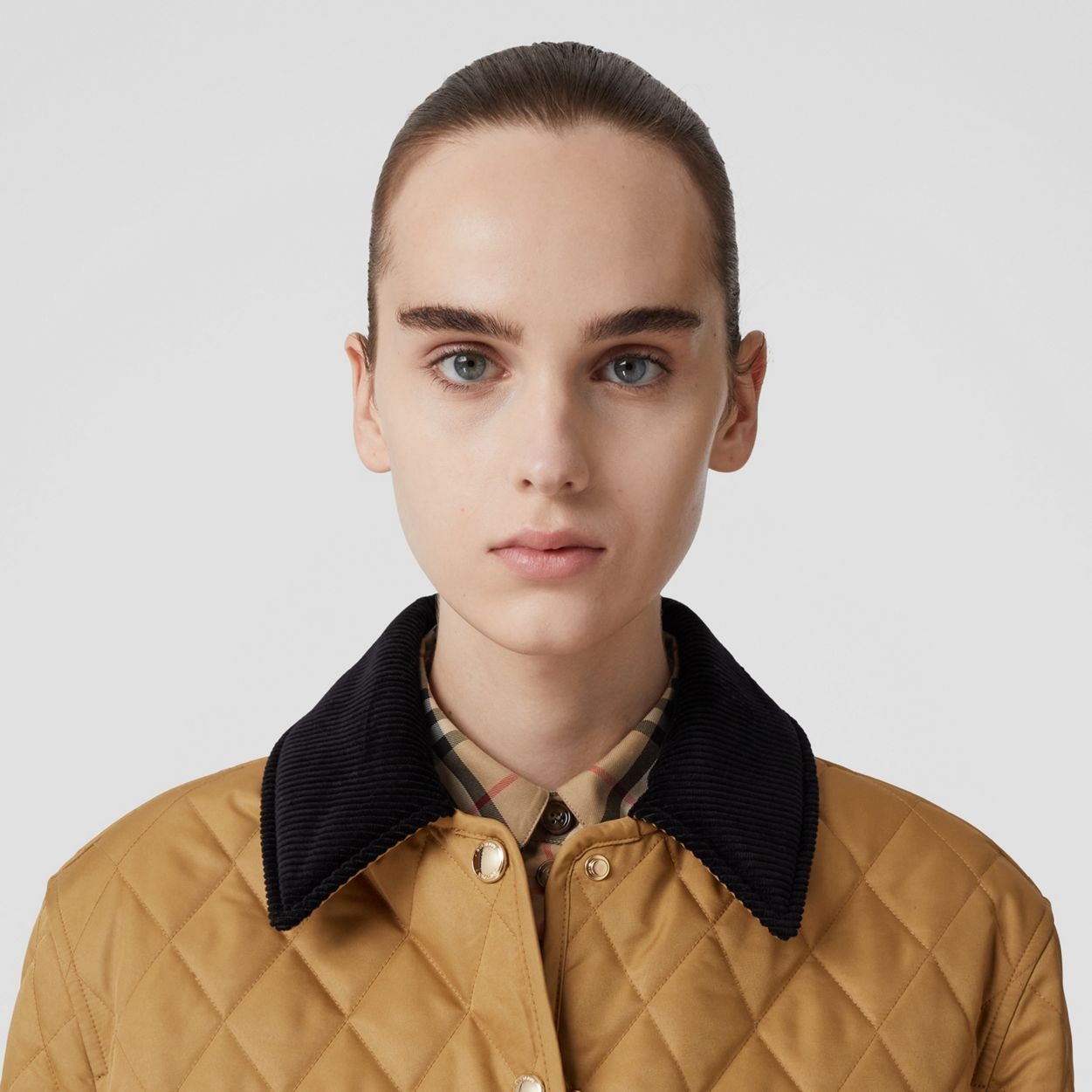 アウターその他 Burberry Corduroy Collar Diamond Quilted Cropped Jacket (W) Corduroy Collar Diamond Quilted Jacket in Midnight - Women