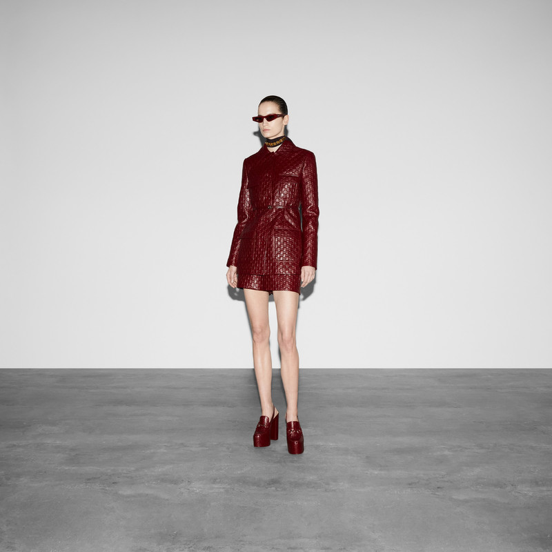 GUCCI GG embossed leather jacket outlook