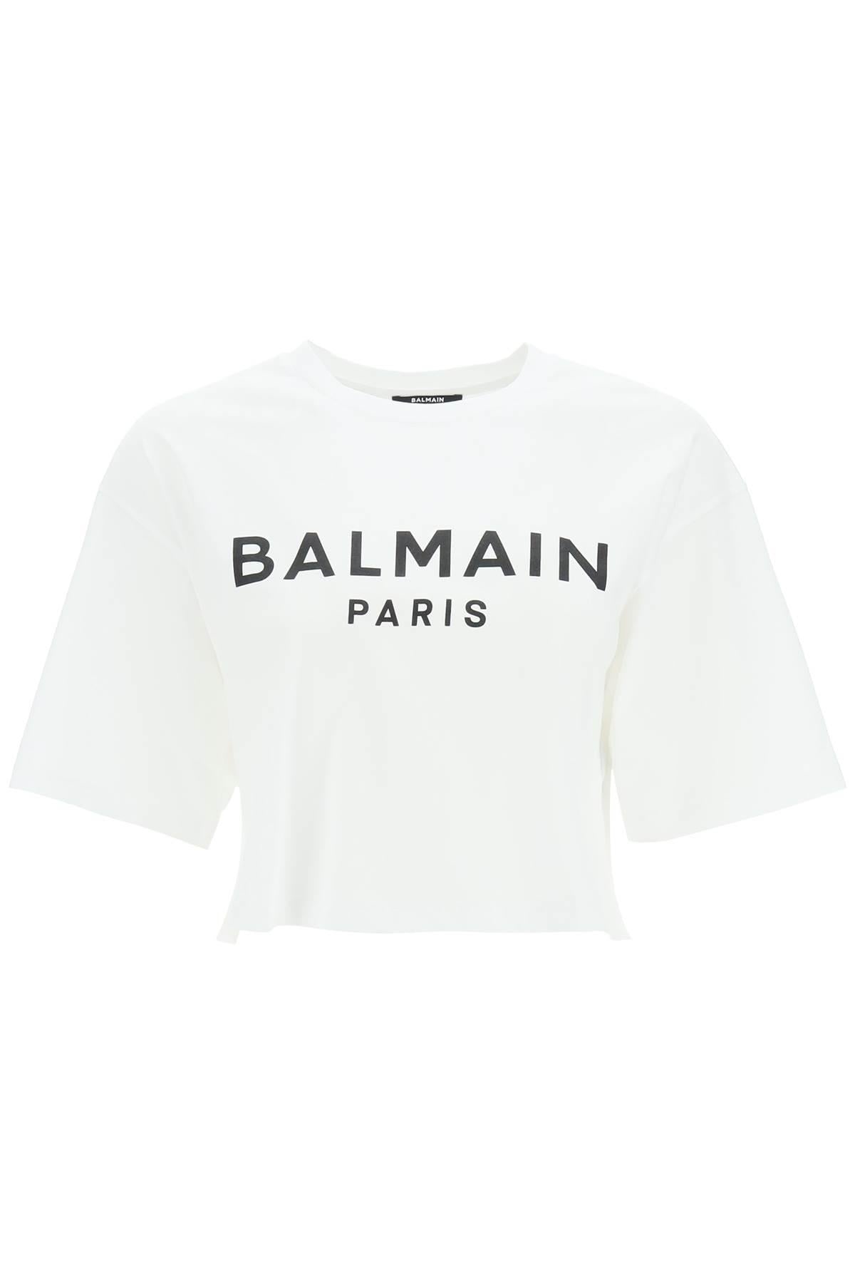 Balmain Logo Print Boxy T Shirt - 1