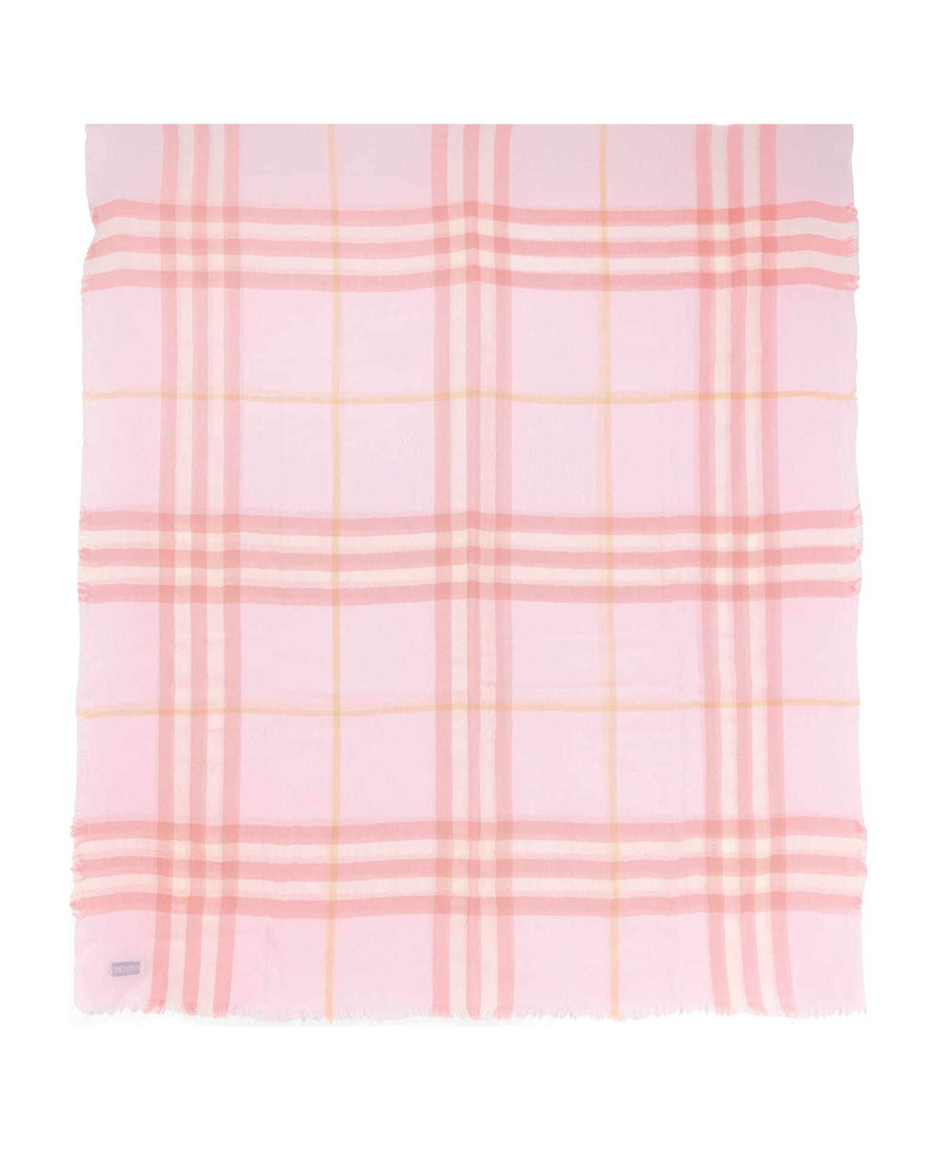 Wool Scarf With Burberry Check Motif - 1