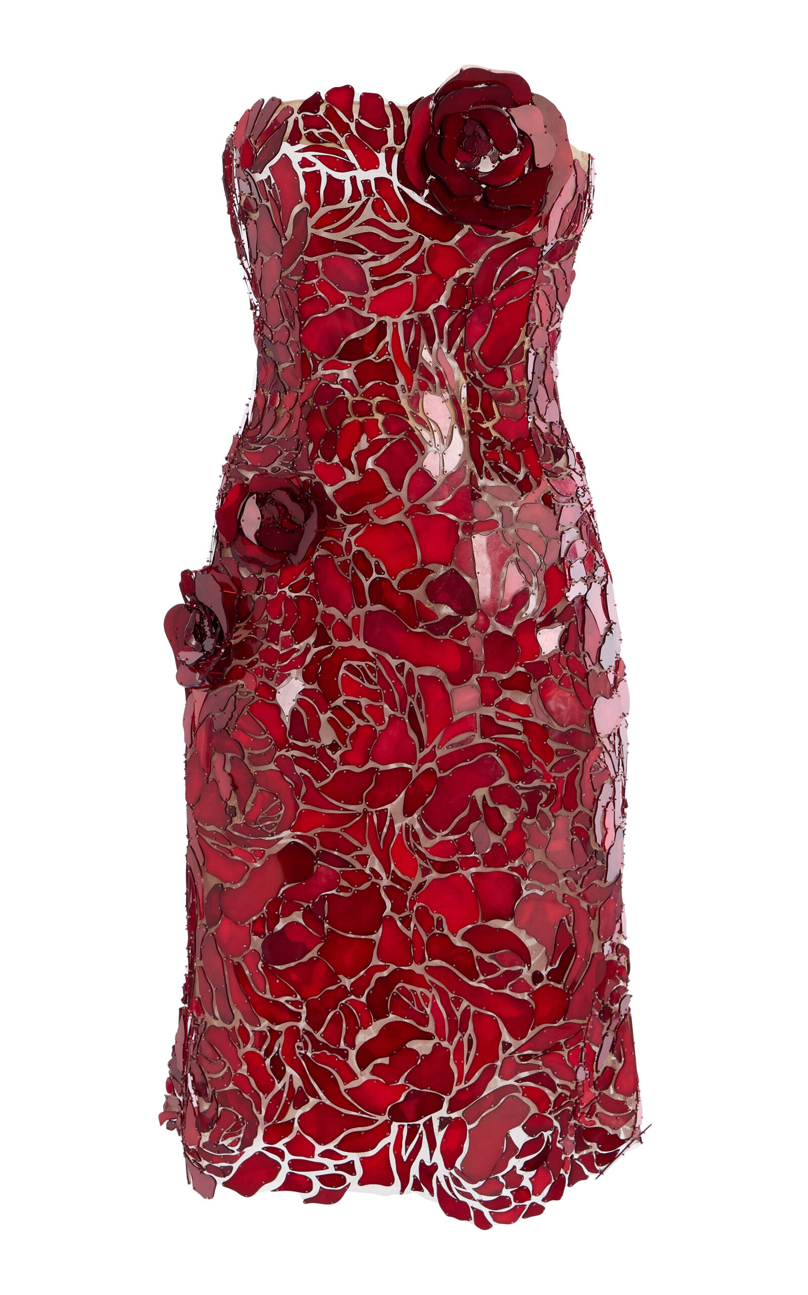 Mosaic-Embellished Tulle Mini Dress red - 1