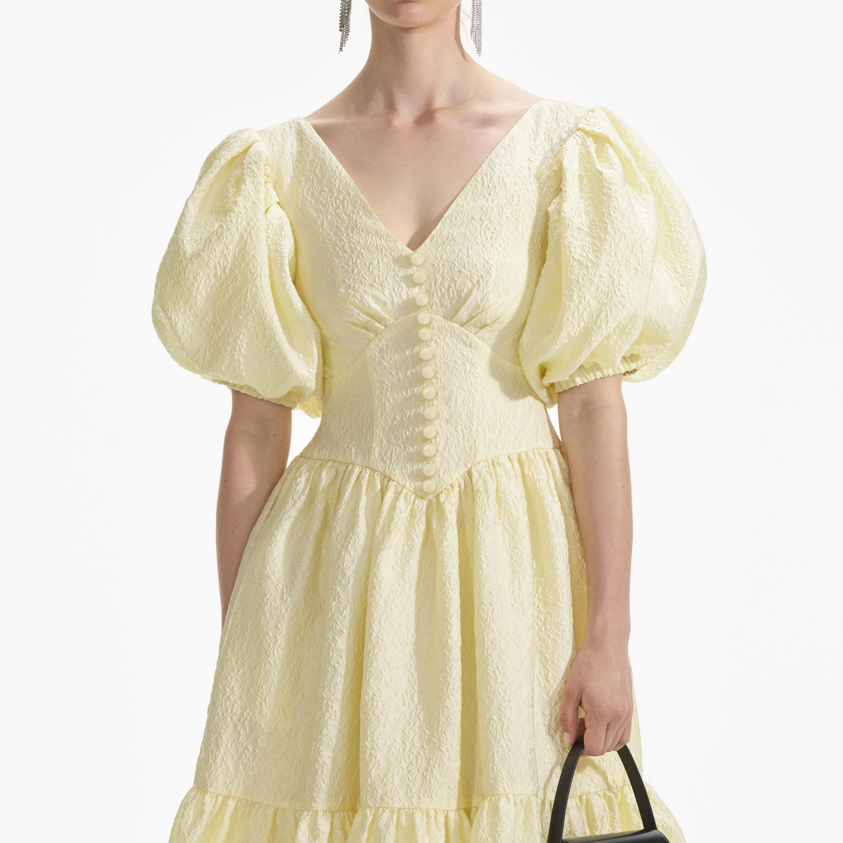 Yellow Jacquard Midi Dress - 4