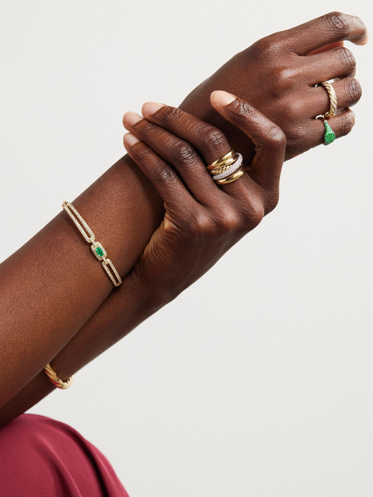 18-karat gold emerald pinky ring Gold - 5