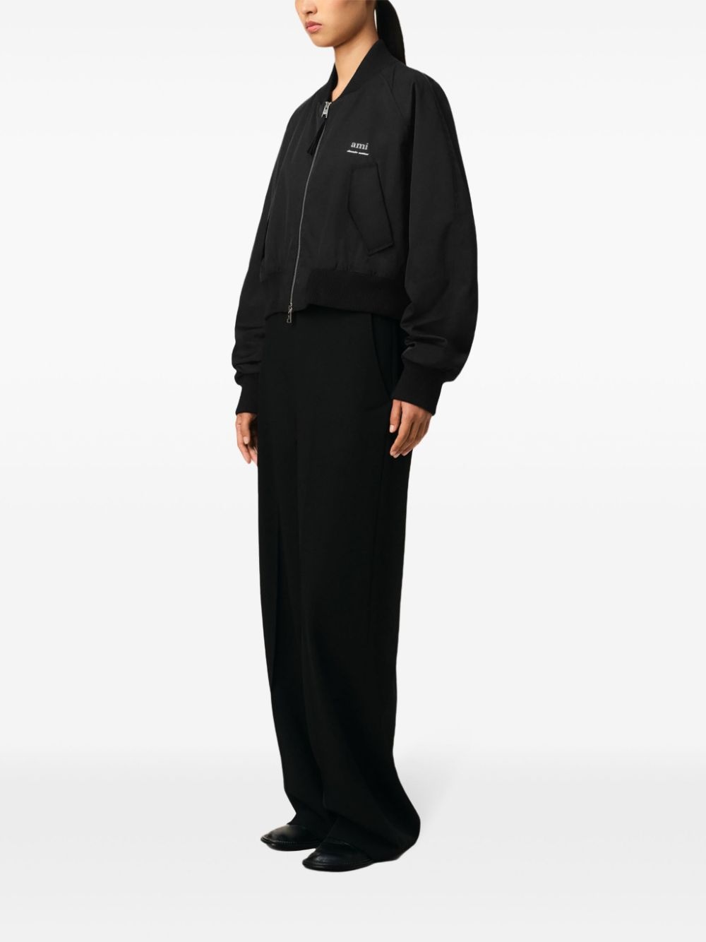 logo-lettering bomber jacket - 3