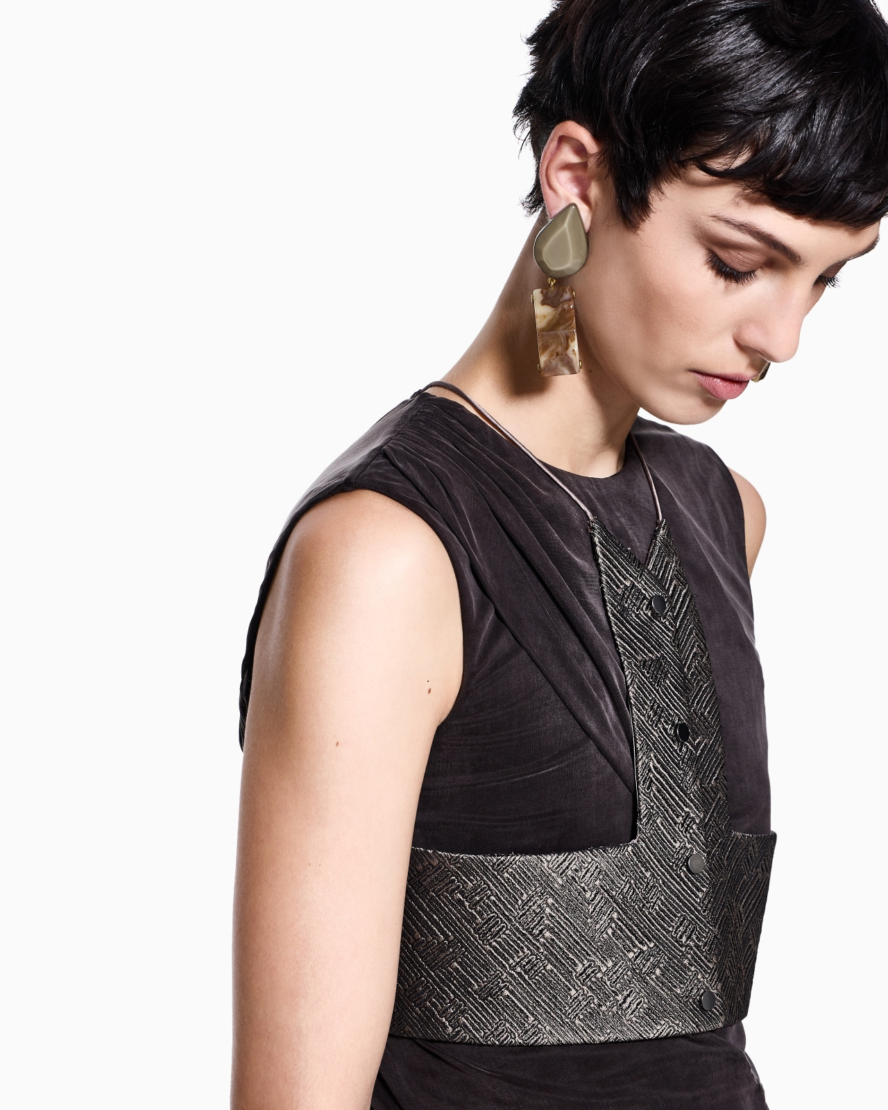 JACQUARD SILK AND WOOL MICRO TOP - 5