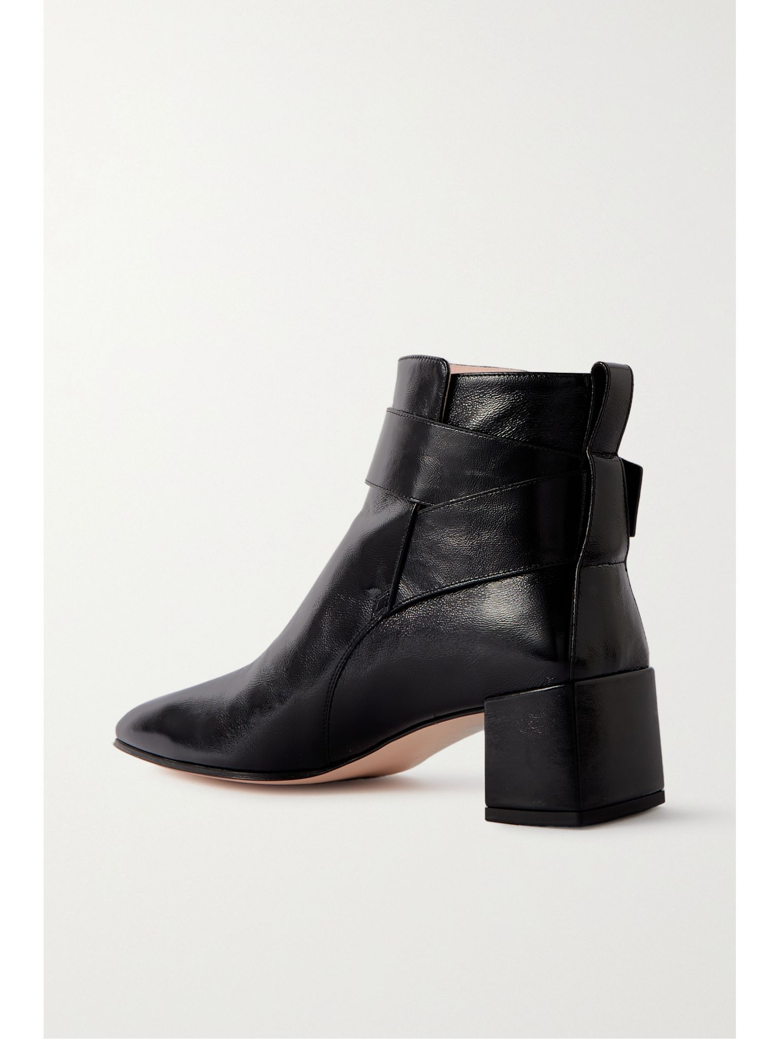 City buckled glossed-leather ankle boots Black - 3