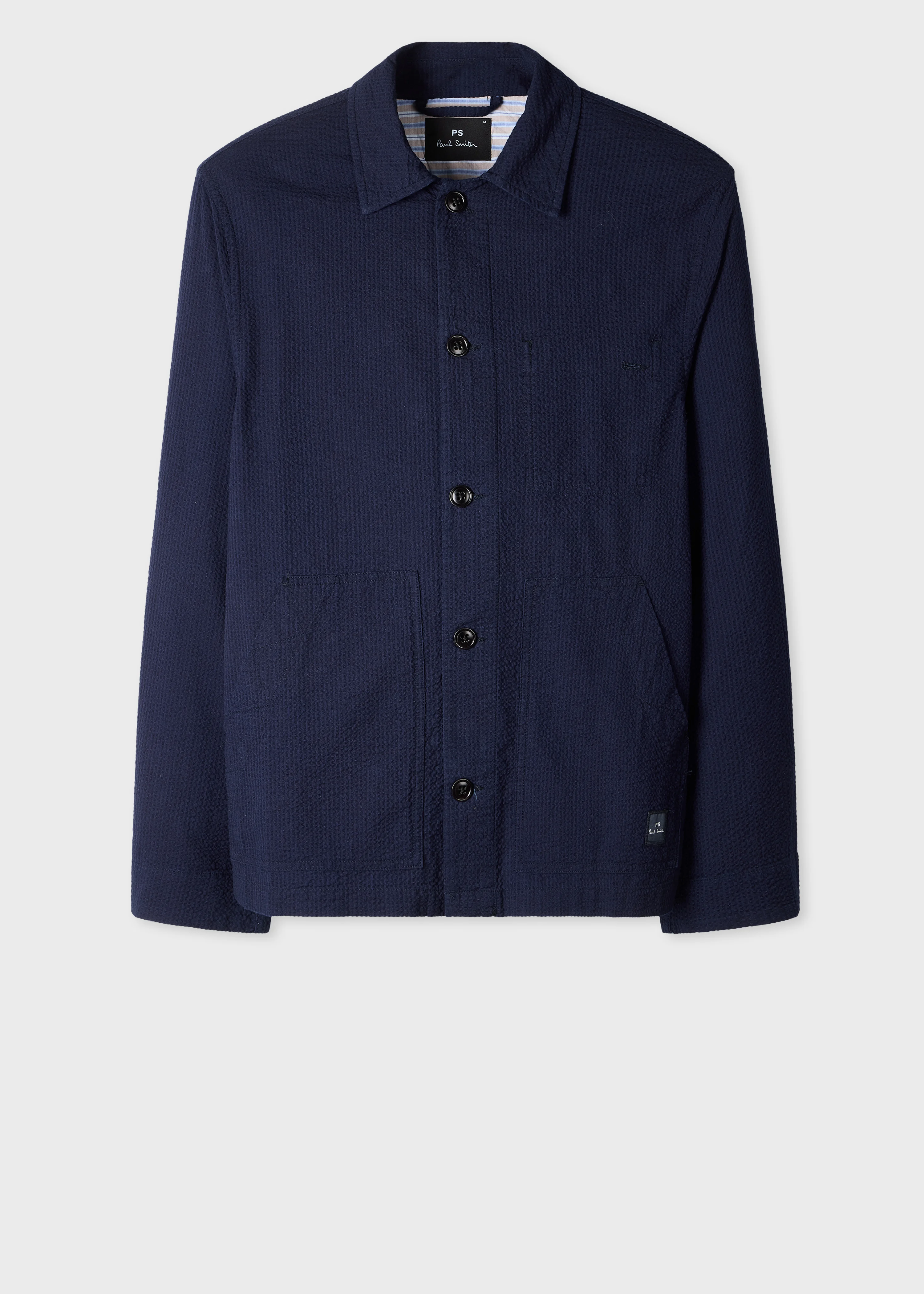 Navy Cotton Seersucker Work Jacket - 1