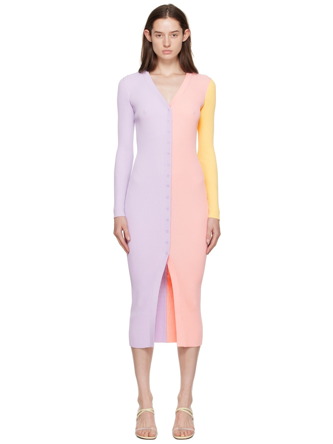 staud purple & pink shoko midi dress STAUD Shoko ribbed midi dress - 12022
