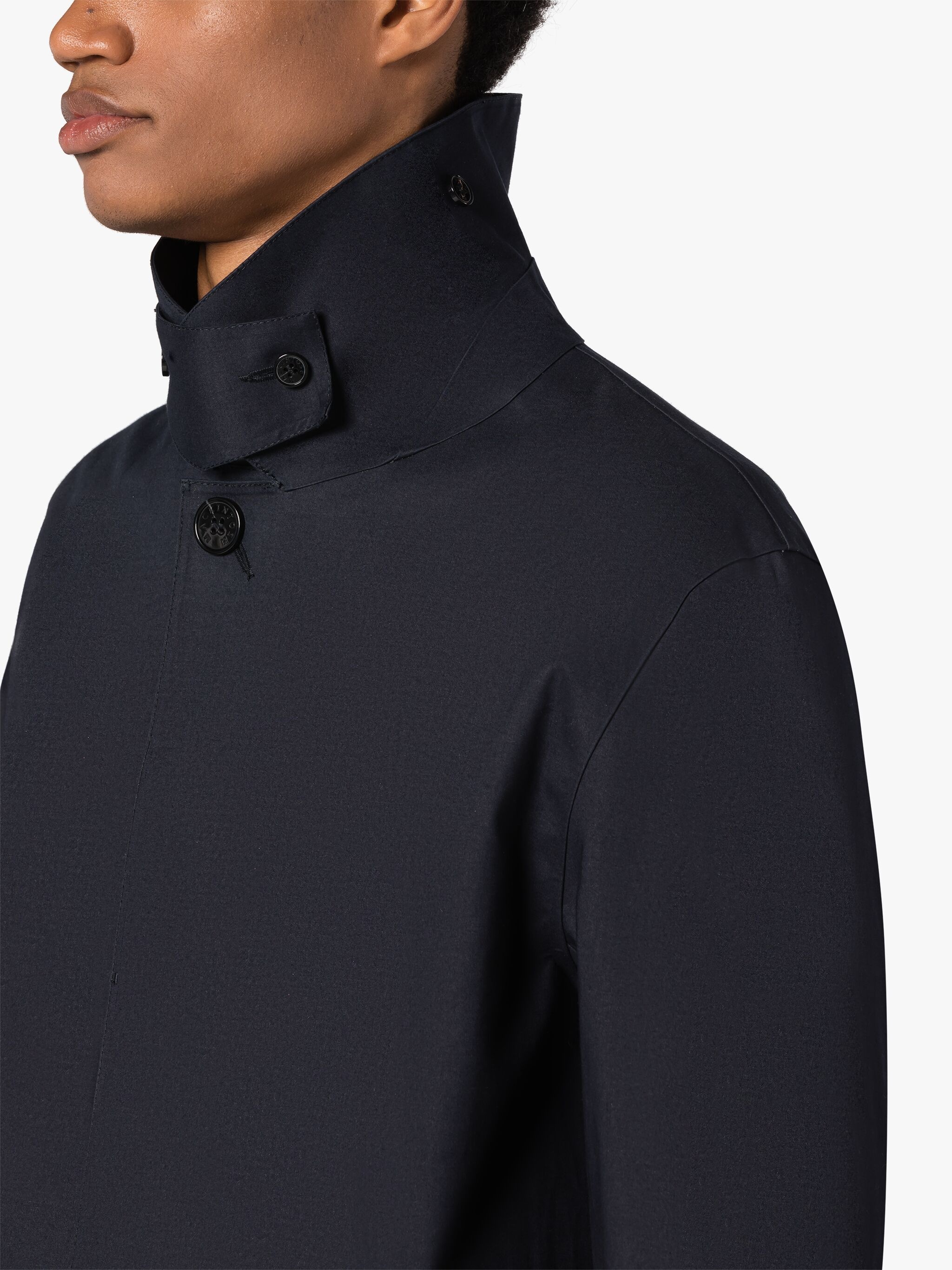 DUNKELD NAVY BONDED COTTON SHORT COAT - 5