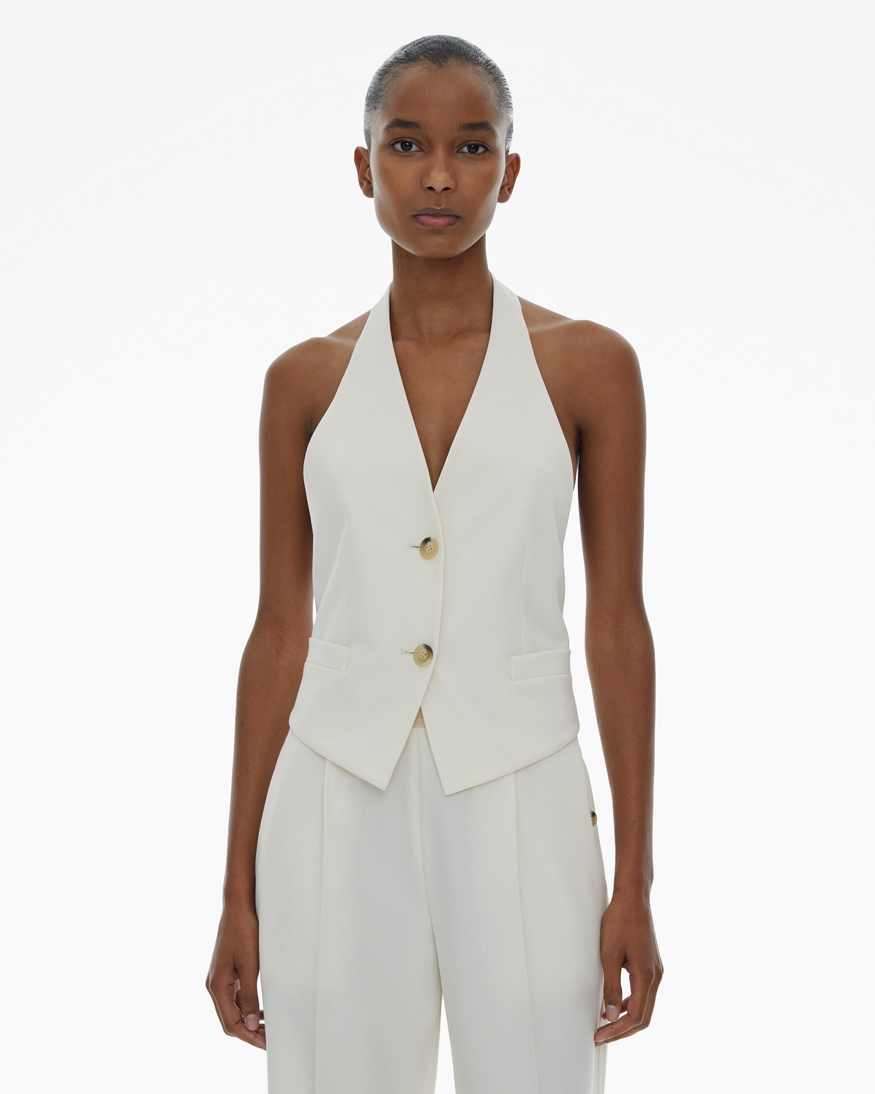 STRETCH WOOL HALTER VEST - 3