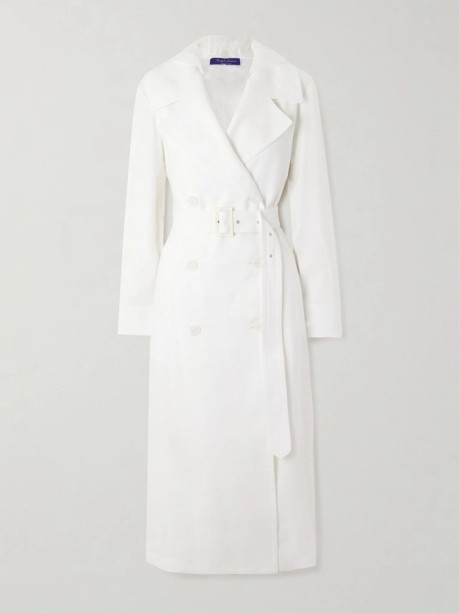 Maiden hooded linen-blend canvas and voile trench coat Cream - 1