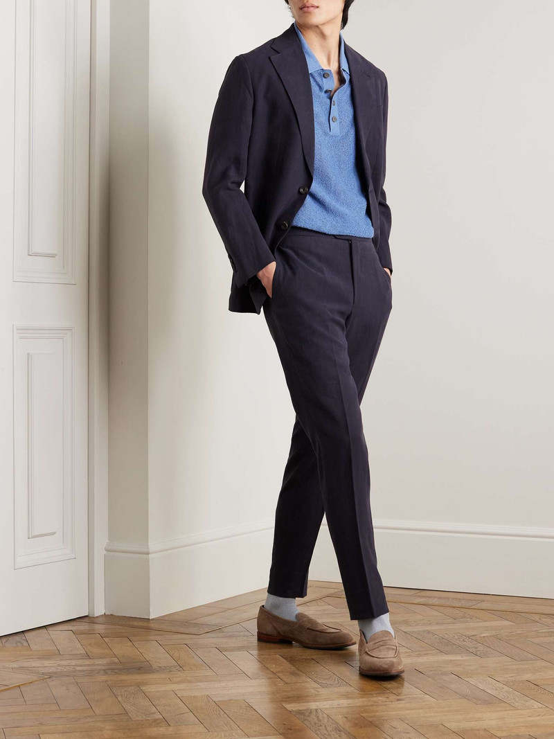 THOM SWEENEY Tapered Pleated Linen Suit Trousers outlook