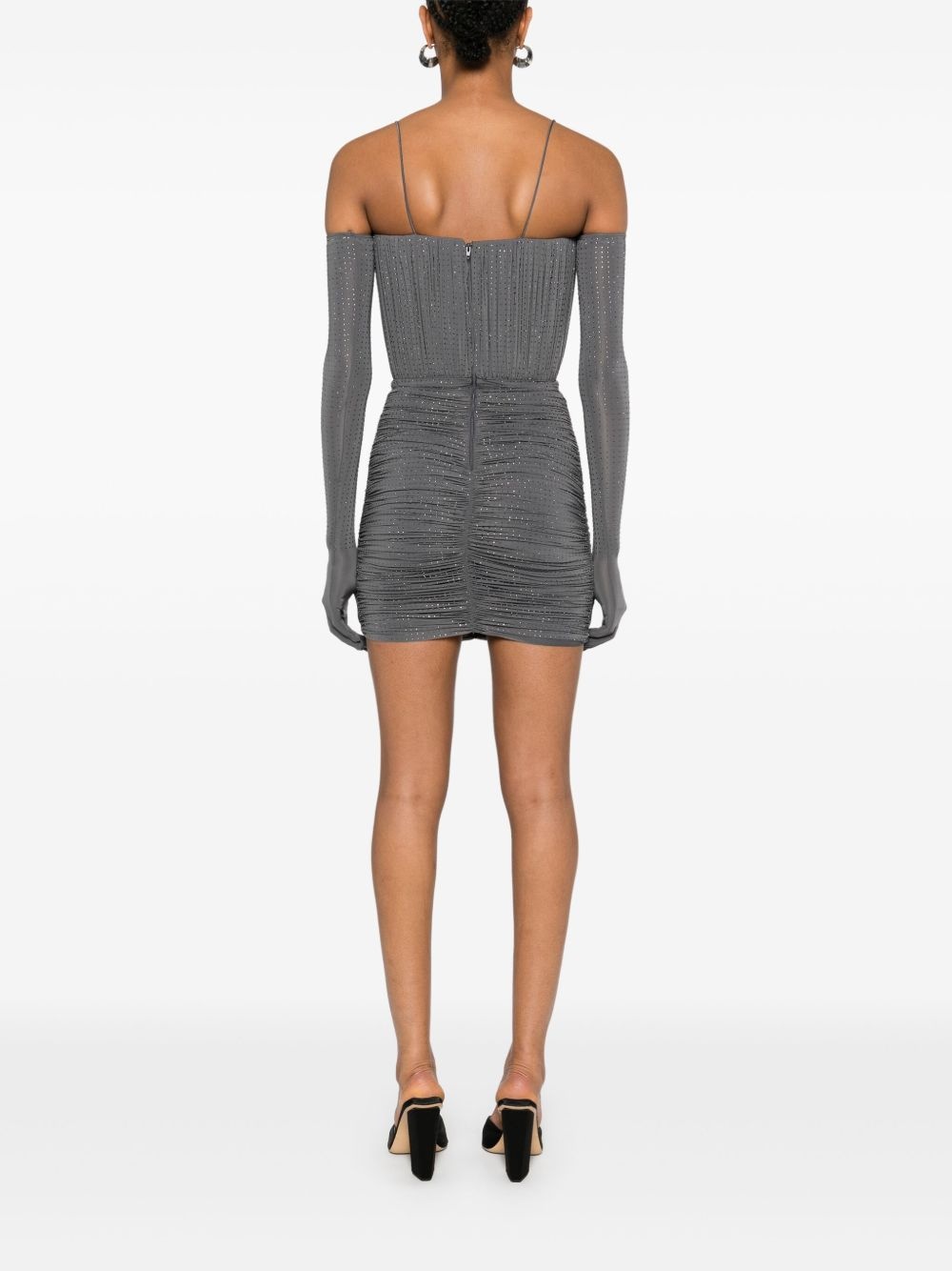 crystal ruched mini dress - 4