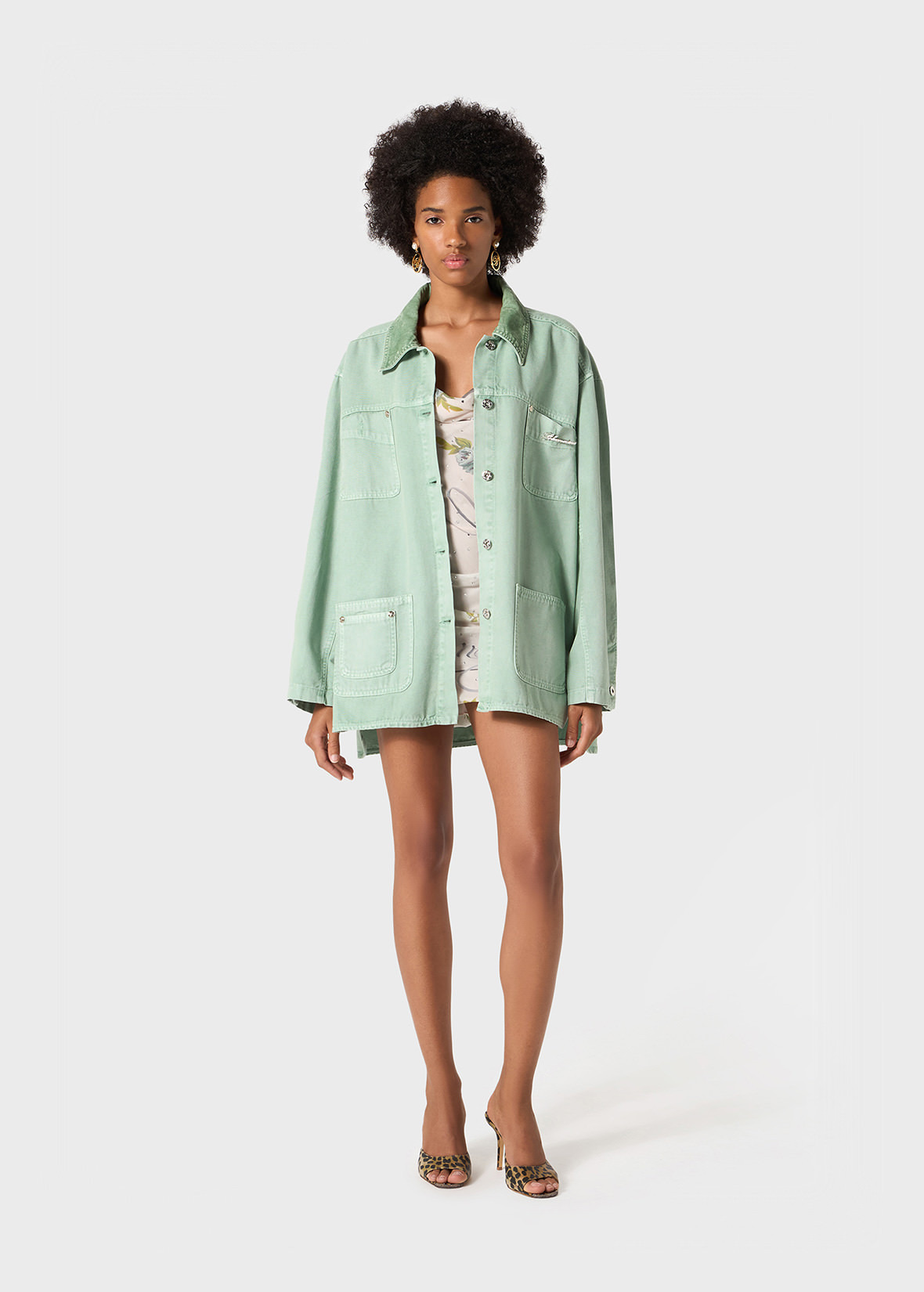 COTTON JACKET WITH BLUMARINE RHINESTONE LOGO - 2