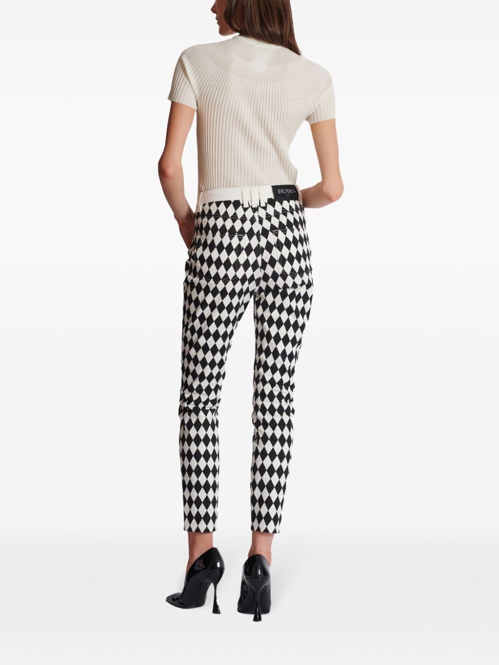 diamond-print slim-cut jeans - 4