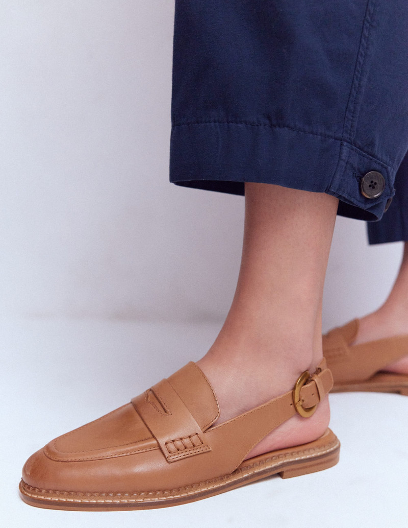 BODEN Nya Slingback Penny Loafers-Tan outlook