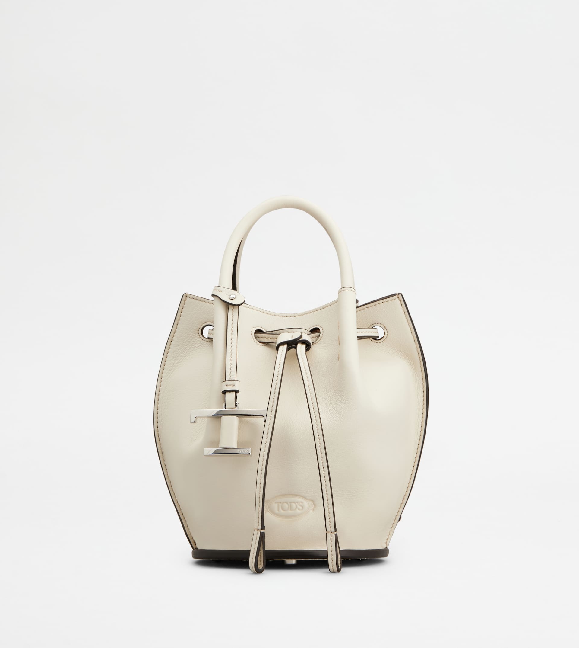 BUCKET BAG IN LEATHER MINI - WHITE - 1