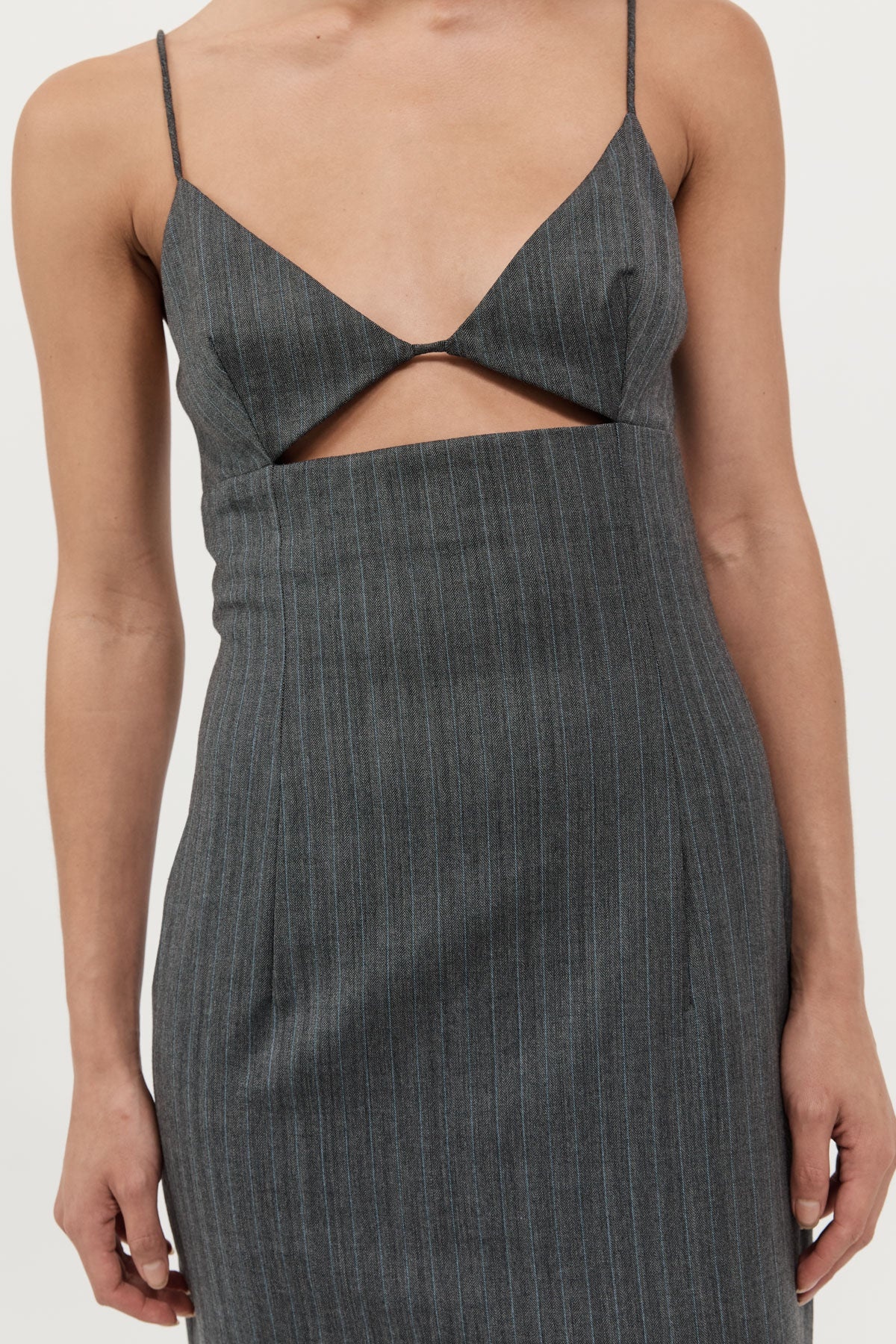 Pinstripe Bra Dress - Stone Blue Stripe - 5