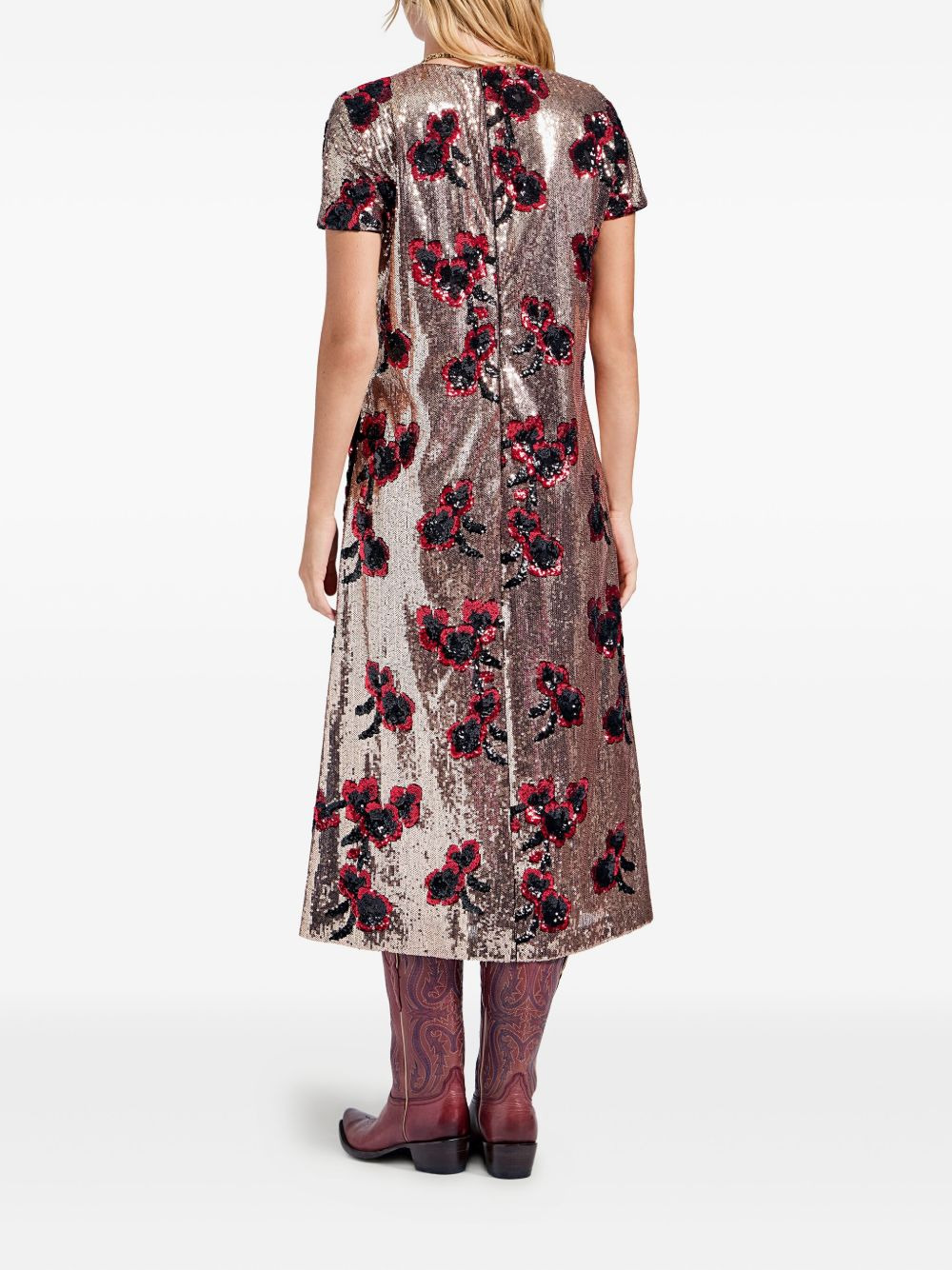 sequin floral midi day dress - 3