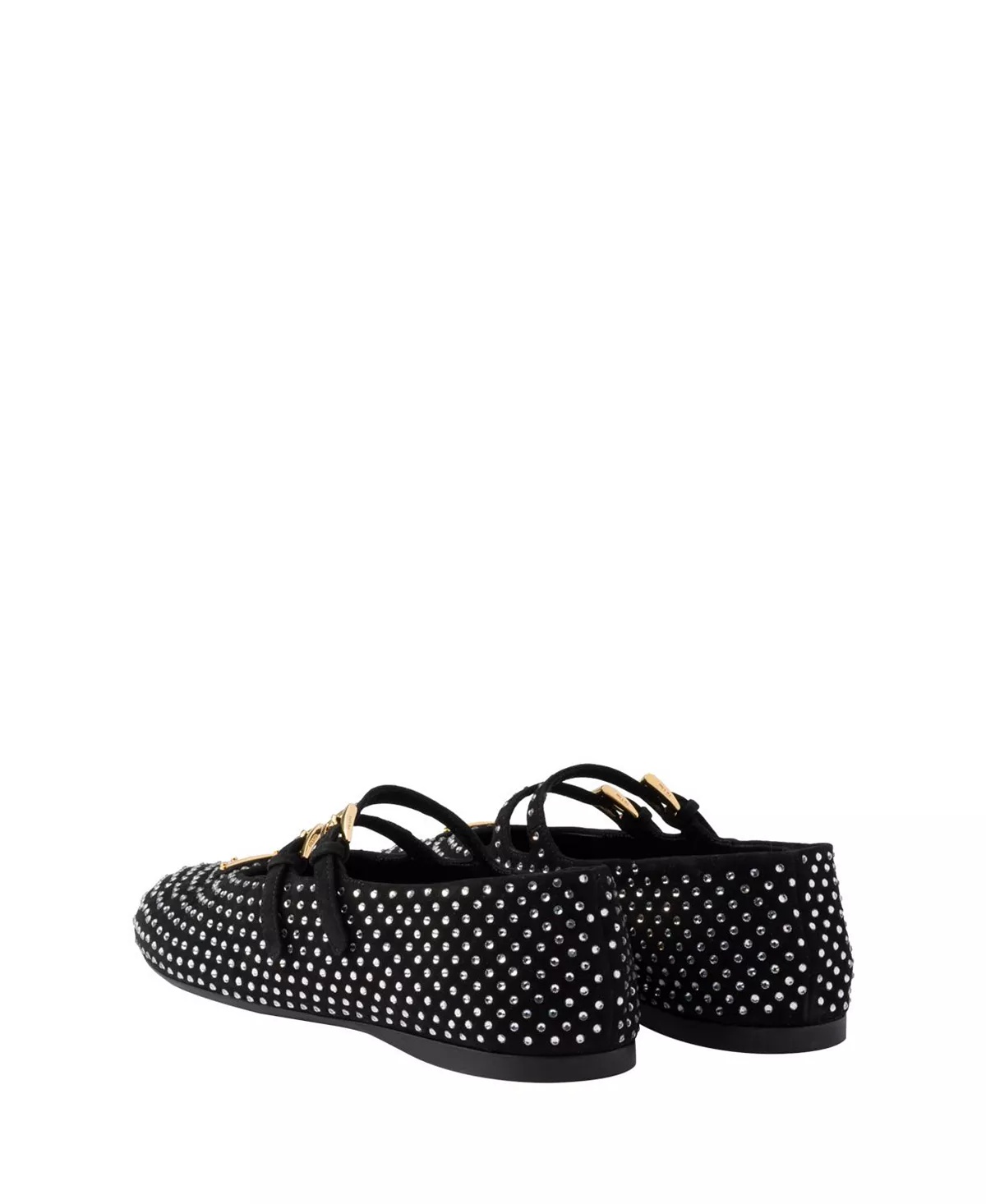 Women's Suede Ballerinas with Crystals - 6