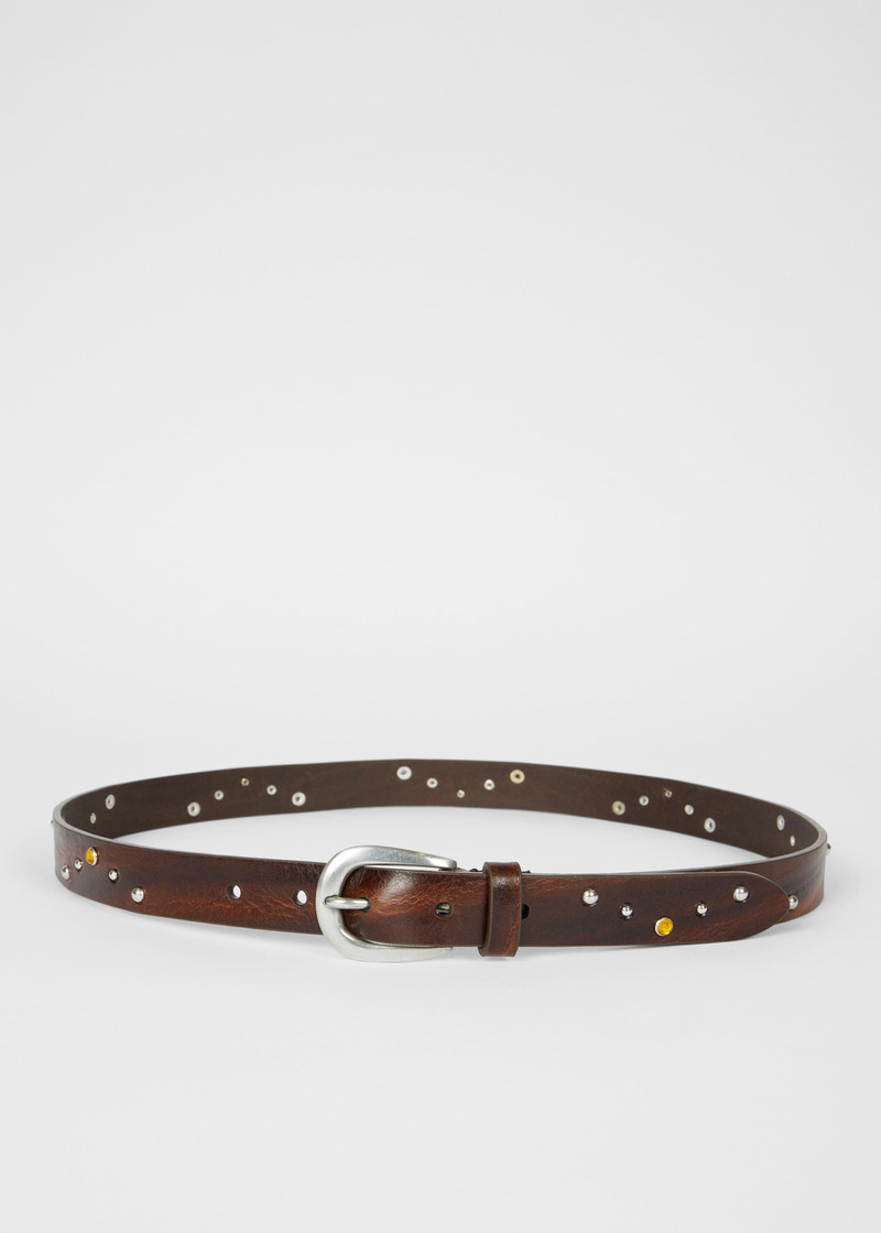 Paul Smith Brown Leather Studded Belt outlook