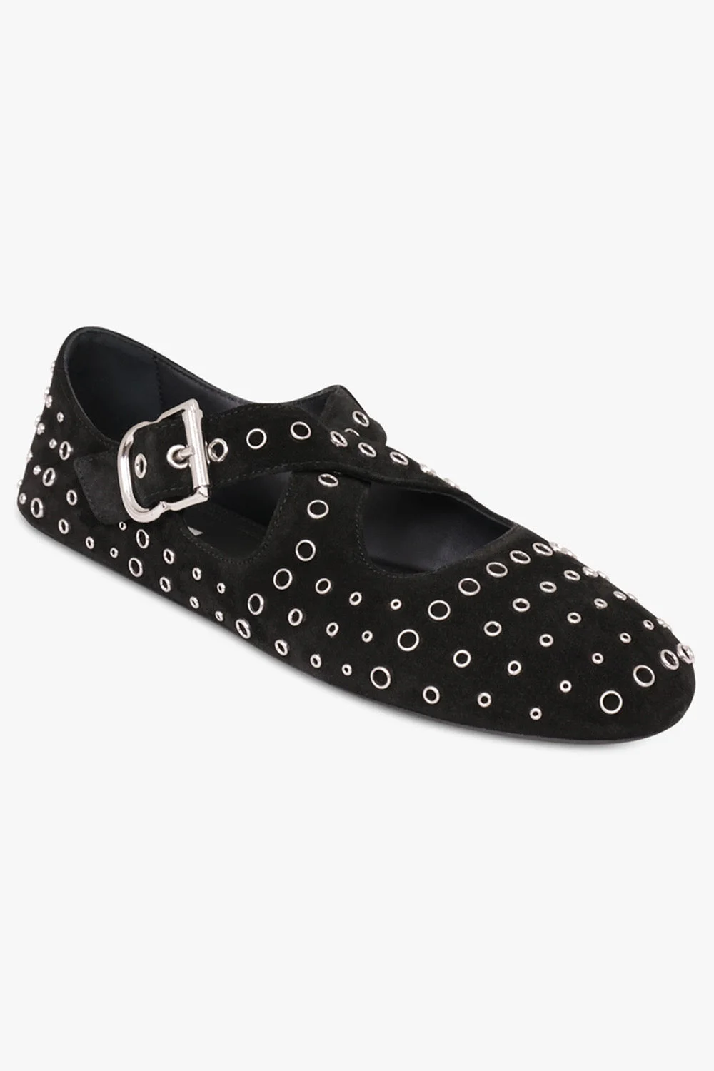 CRISS CROSS SUEDE BALLET FLATS | BLACK - 1